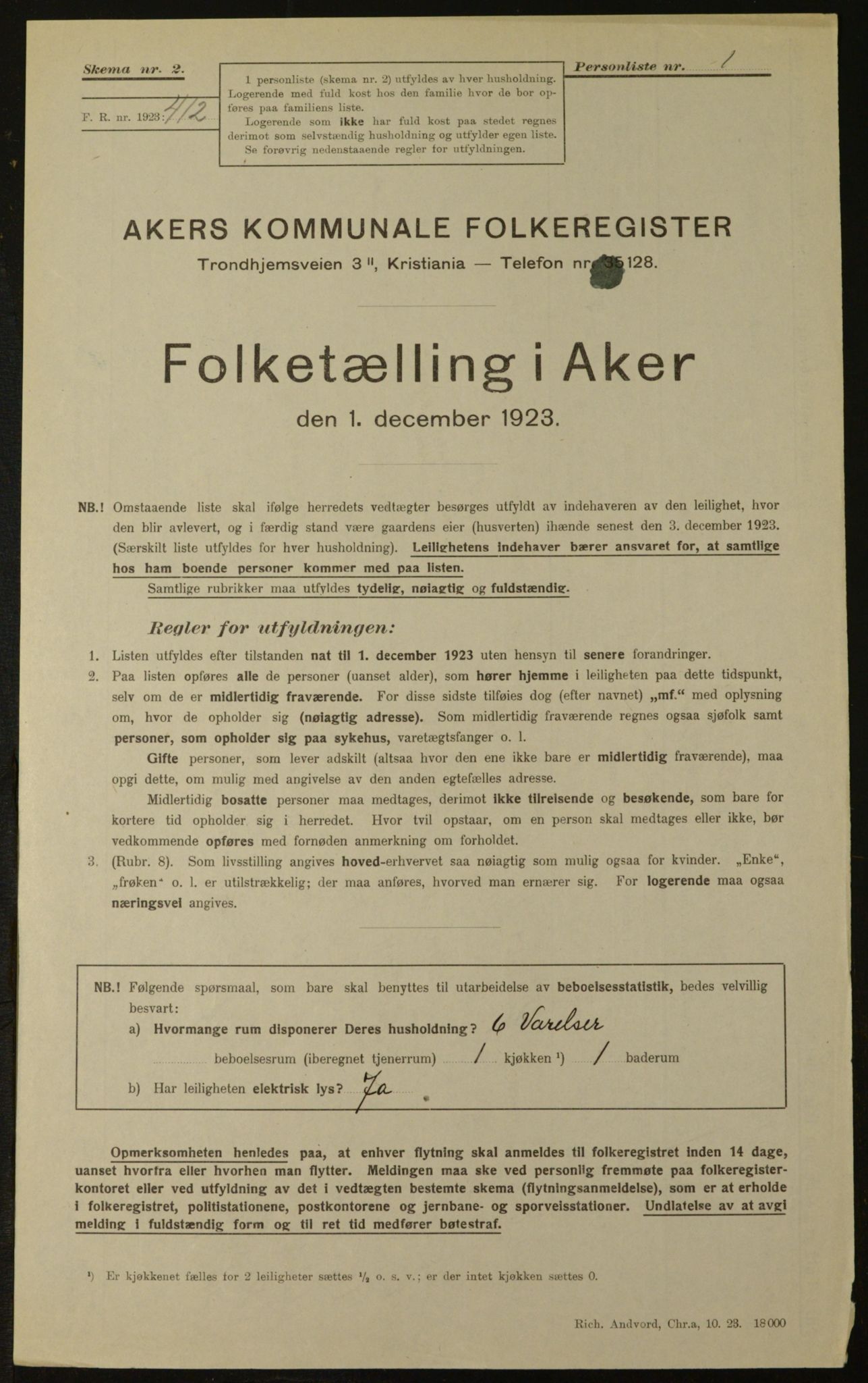 , Kommunal folketelling 1.12.1923 for Aker, 1923, s. 2567