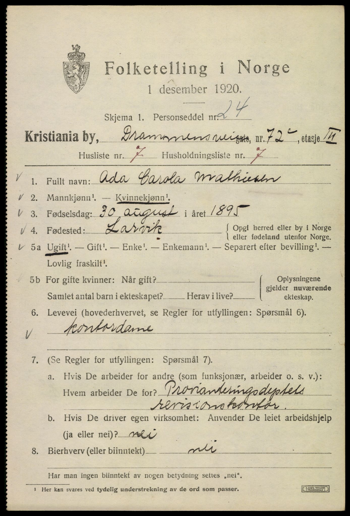 SAO, Folketelling 1920 for 0301 Kristiania kjøpstad, 1920, s. 202427