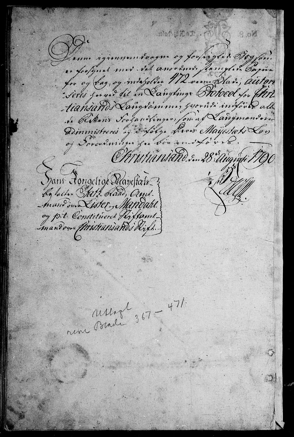 Kristiansand lagdømme, AV/SAK-1232-0001/F/Fb/L0008: Tingbok med register, 1791-1797