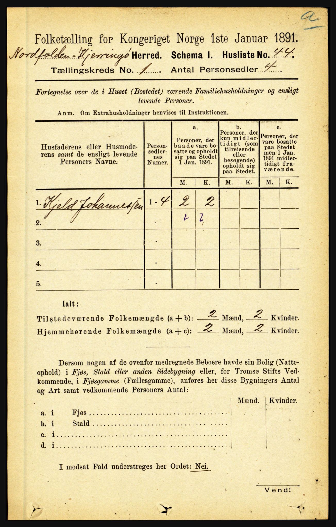 RA, Folketelling 1891 for 1846 Nordfold-Kjerringøy herred, 1891, s. 71