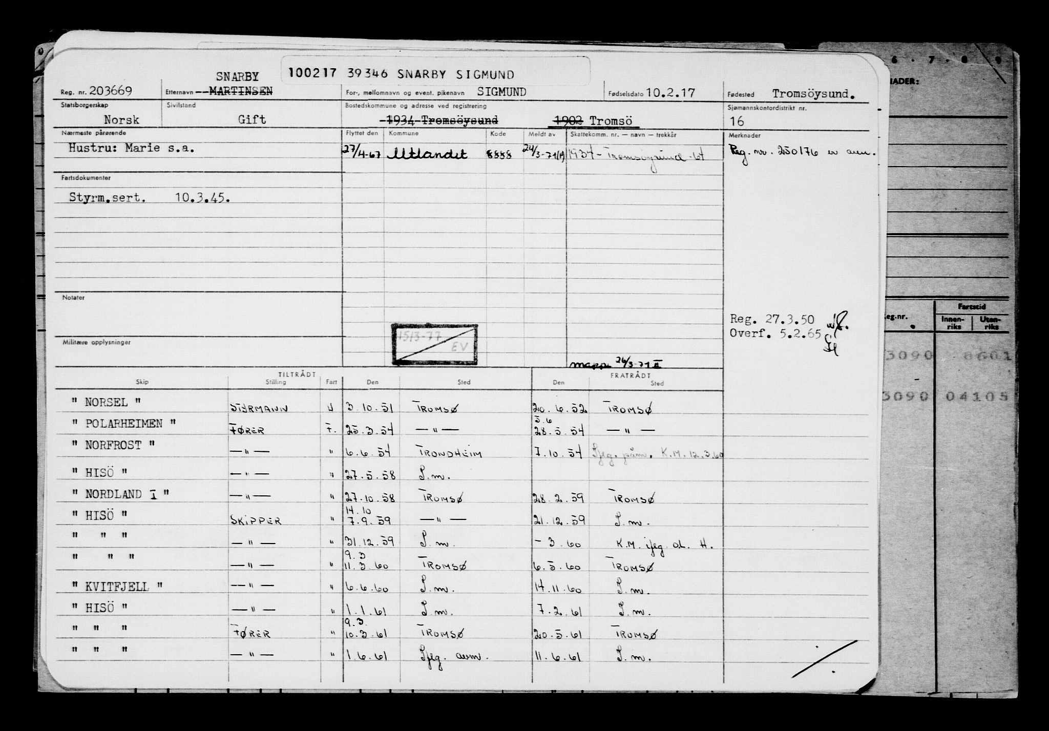 Direktoratet for sjømenn, AV/RA-S-3545/G/Gb/L0146: Hovedkort, 1917, s. 21