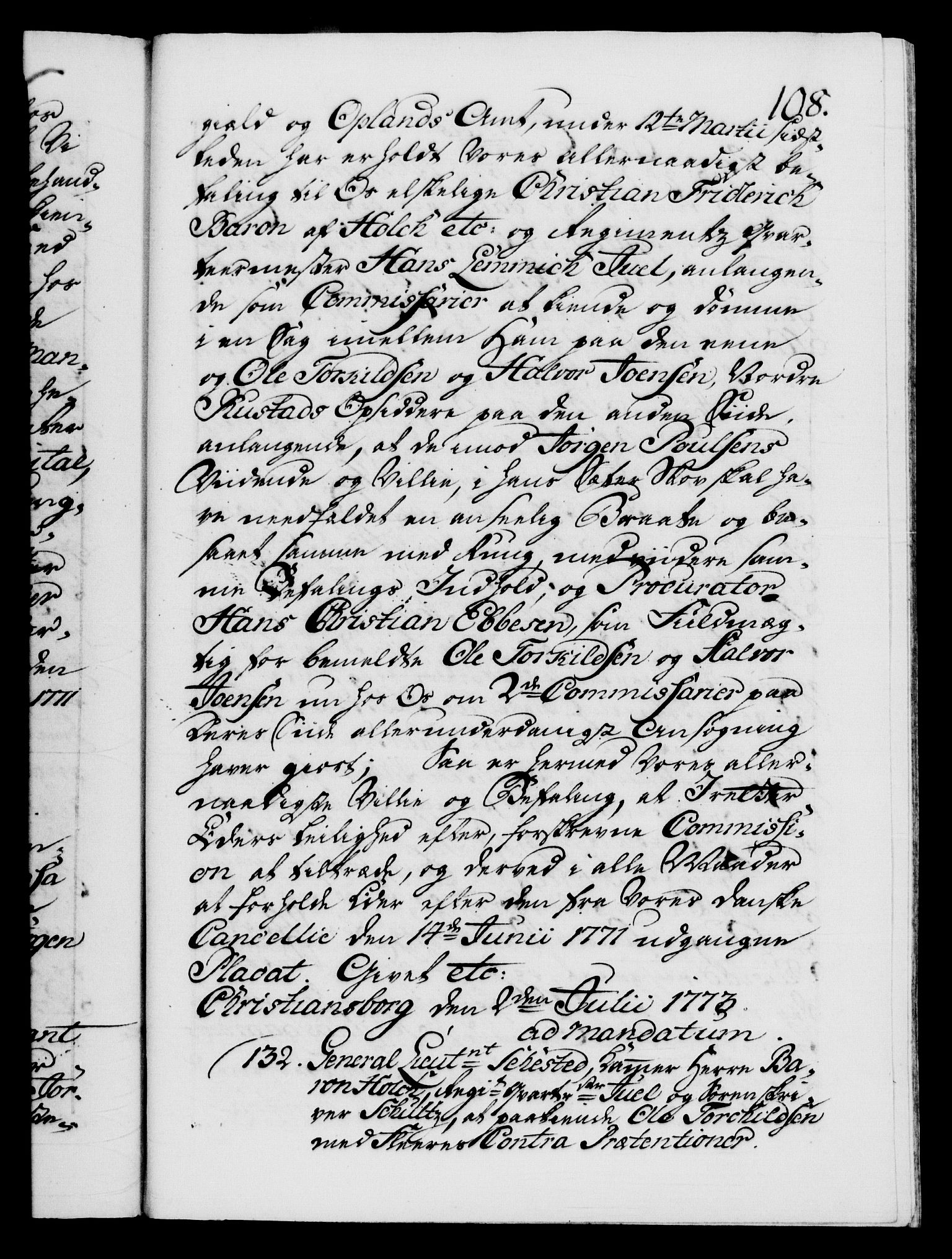 Danske Kanselli 1572-1799, AV/RA-EA-3023/F/Fc/Fca/Fcab/L0041: Norske tegnelser, 1773-1776, s. 108a