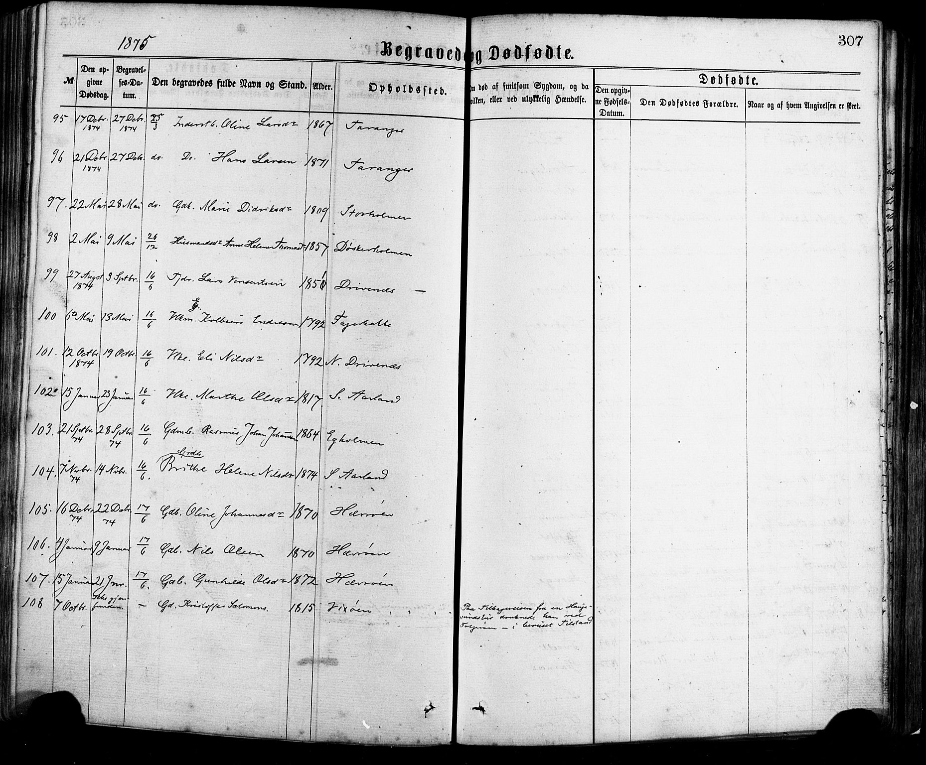 Sund sokneprestembete, AV/SAB-A-99930: Ministerialbok nr. A 15, 1867-1881, s. 307
