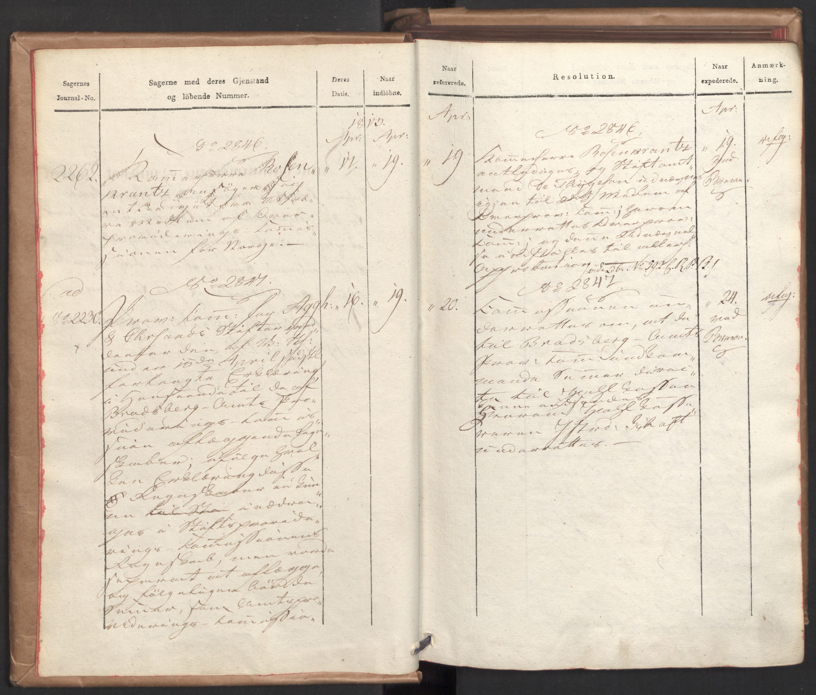 Stattholderembetet 1810-1814, 2. kontor (Kontor B), AV/RA-EA-5432/Ab/L0006: Referatprotokoll,  j.nr. 2262-2602,  l.nr. 2846-4172, 1813, s. 4