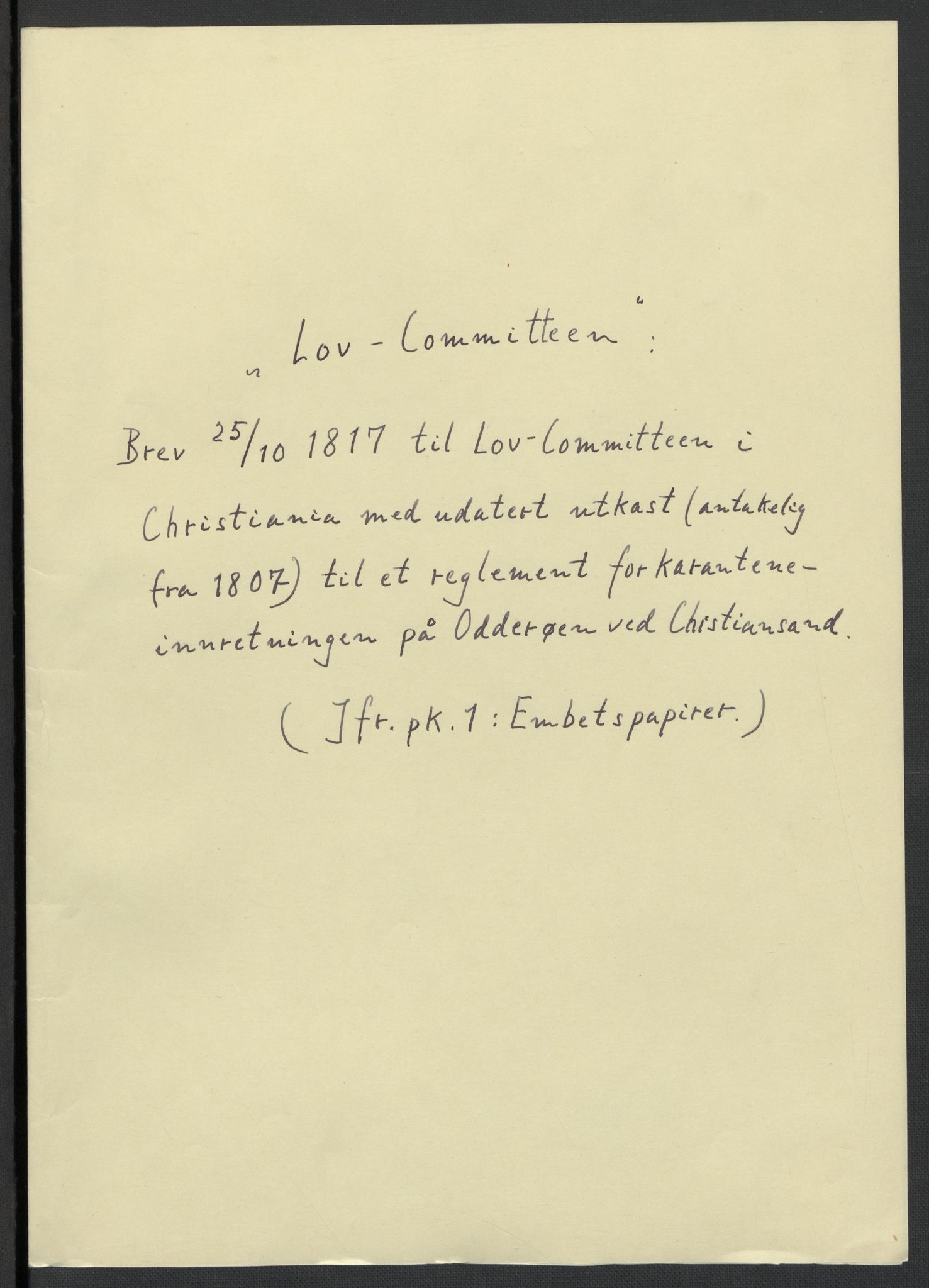 Christie, Wilhelm Frimann Koren, AV/RA-PA-0014/F/L0006: Christies dokumenter fra Stortinget, 1817-1818, s. 3
