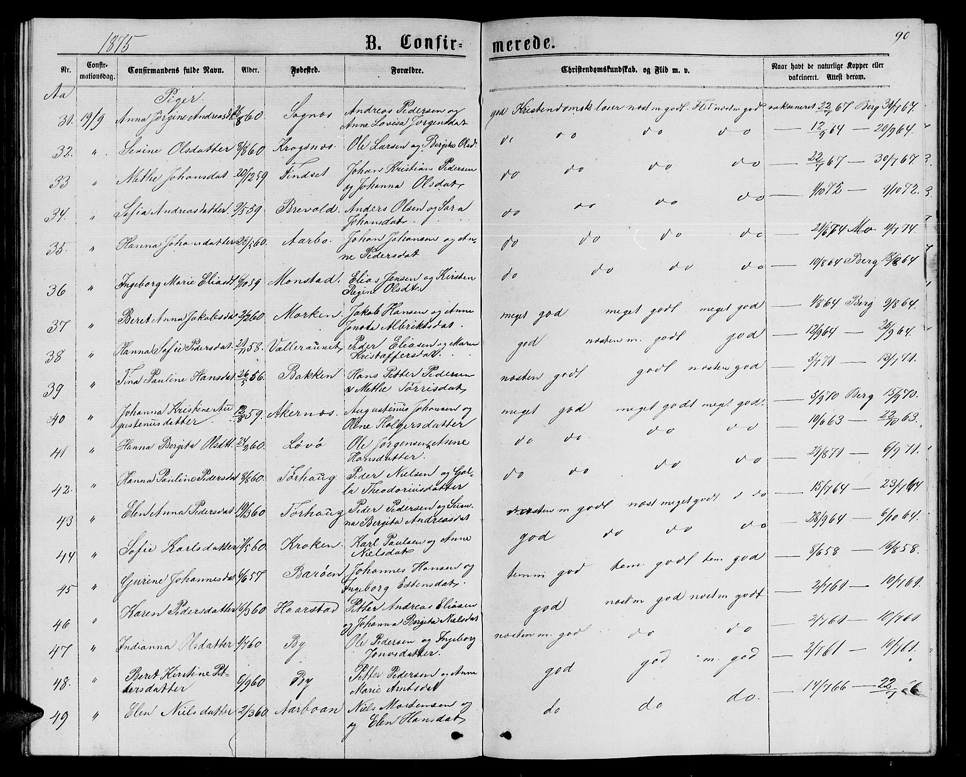 Ministerialprotokoller, klokkerbøker og fødselsregistre - Sør-Trøndelag, AV/SAT-A-1456/655/L0686: Klokkerbok nr. 655C02, 1866-1879, s. 90