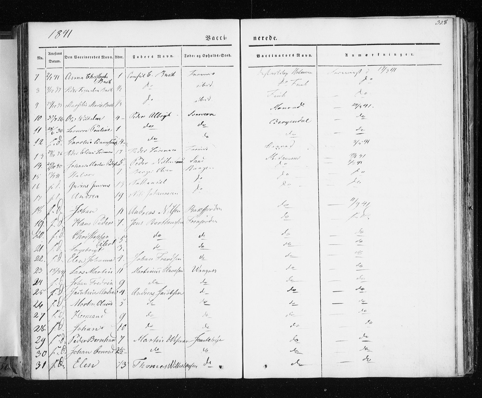 Tromsø sokneprestkontor/stiftsprosti/domprosti, SATØ/S-1343/G/Ga/L0009kirke: Ministerialbok nr. 9, 1837-1847, s. 328