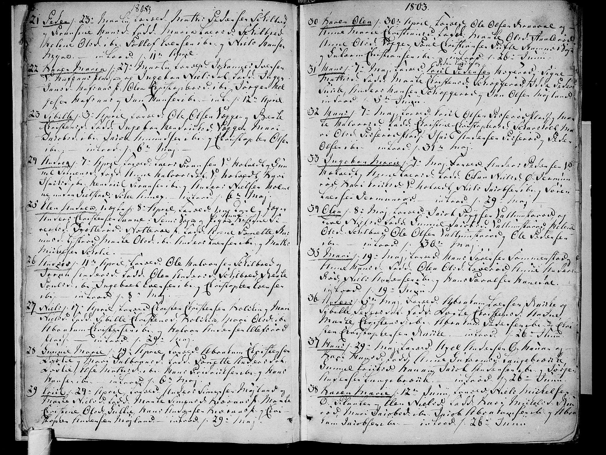 Andebu kirkebøker, AV/SAKO-A-336/F/Fa/L0003: Ministerialbok nr. I 3 /1, 1803-1828, s. 6-7