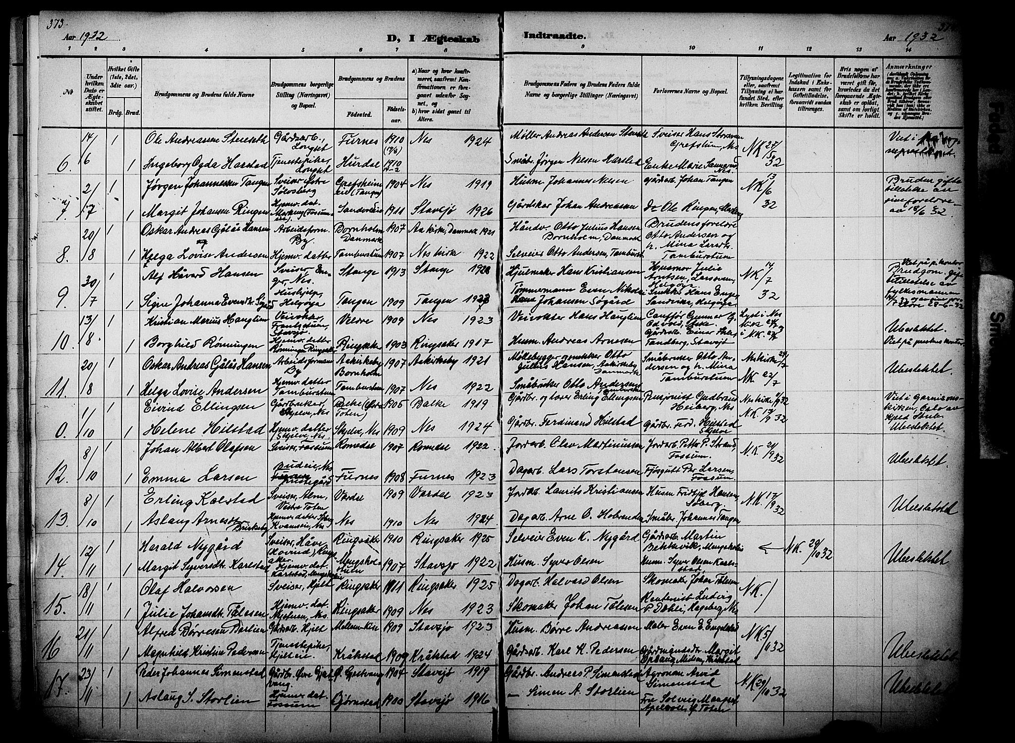 Nes prestekontor, Hedmark, AV/SAH-PREST-020/L/La/L0006: Klokkerbok nr. 6, 1890-1932, s. 373-374