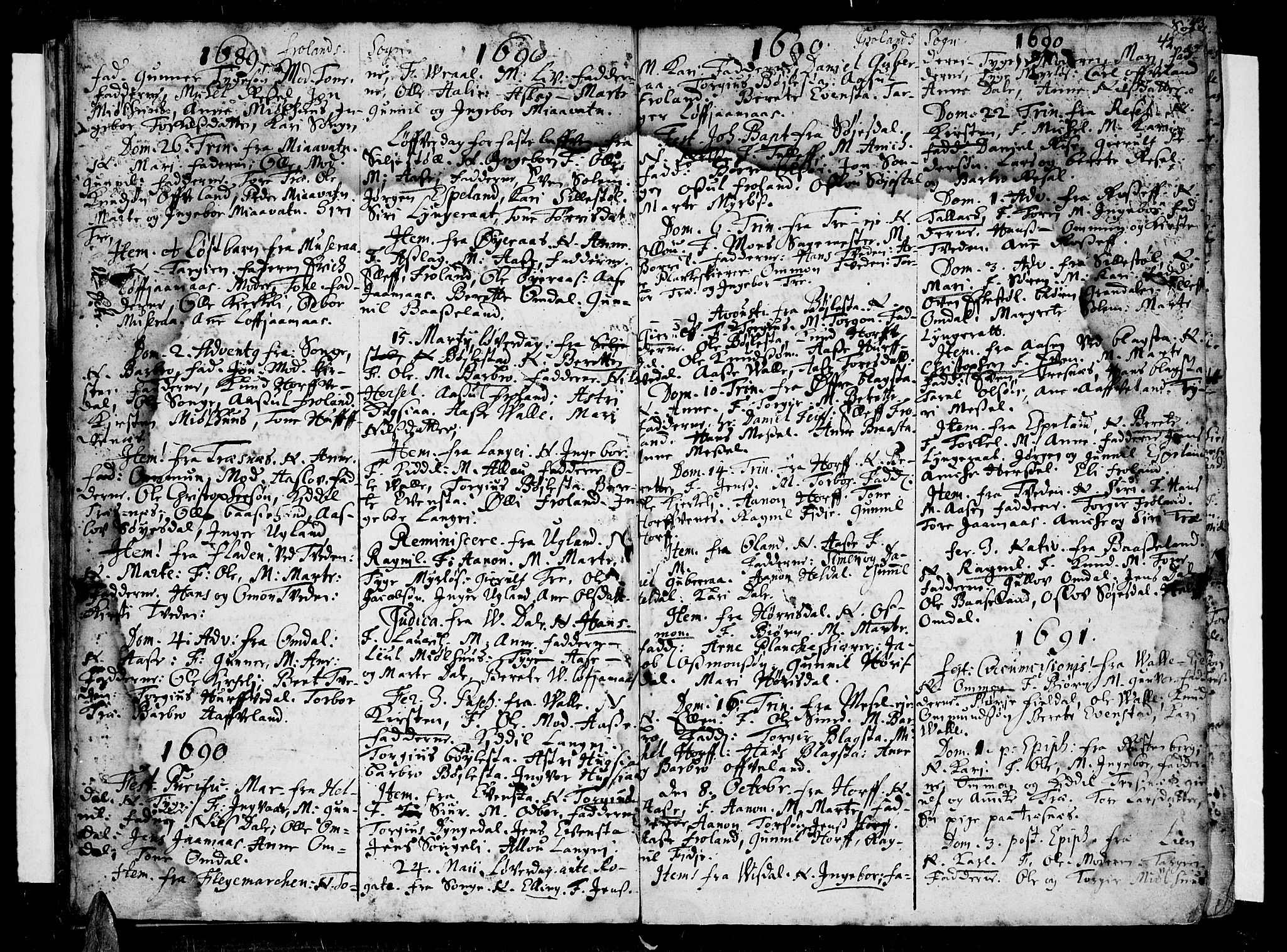 Øyestad sokneprestkontor, AV/SAK-1111-0049/F/Fa/L0001: Ministerialbok nr. A 1 /3, 1683-1697, s. 42