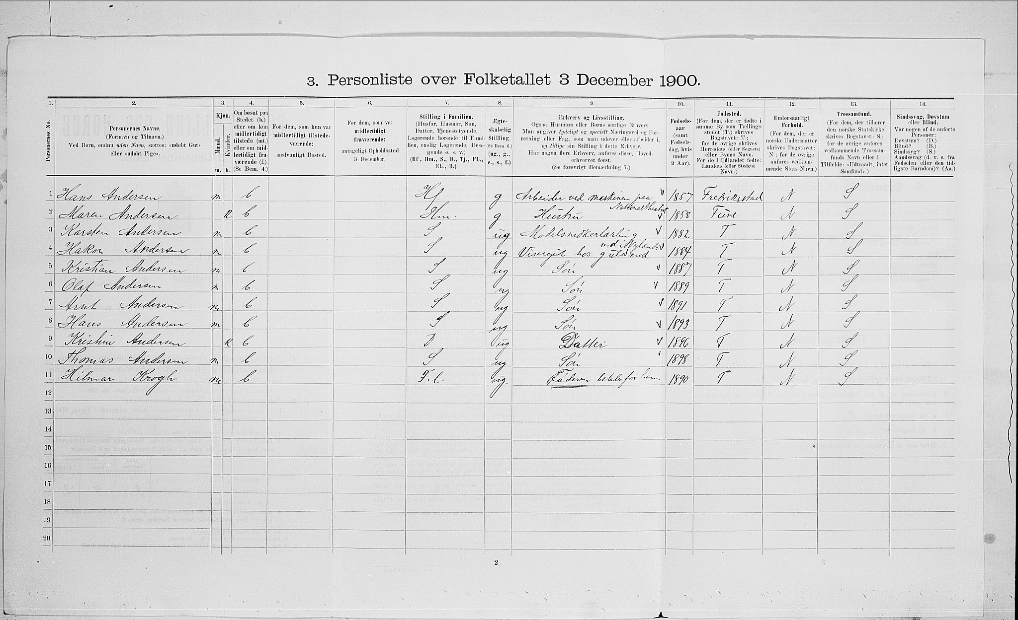 SAO, Folketelling 1900 for 0301 Kristiania kjøpstad, 1900, s. 72458