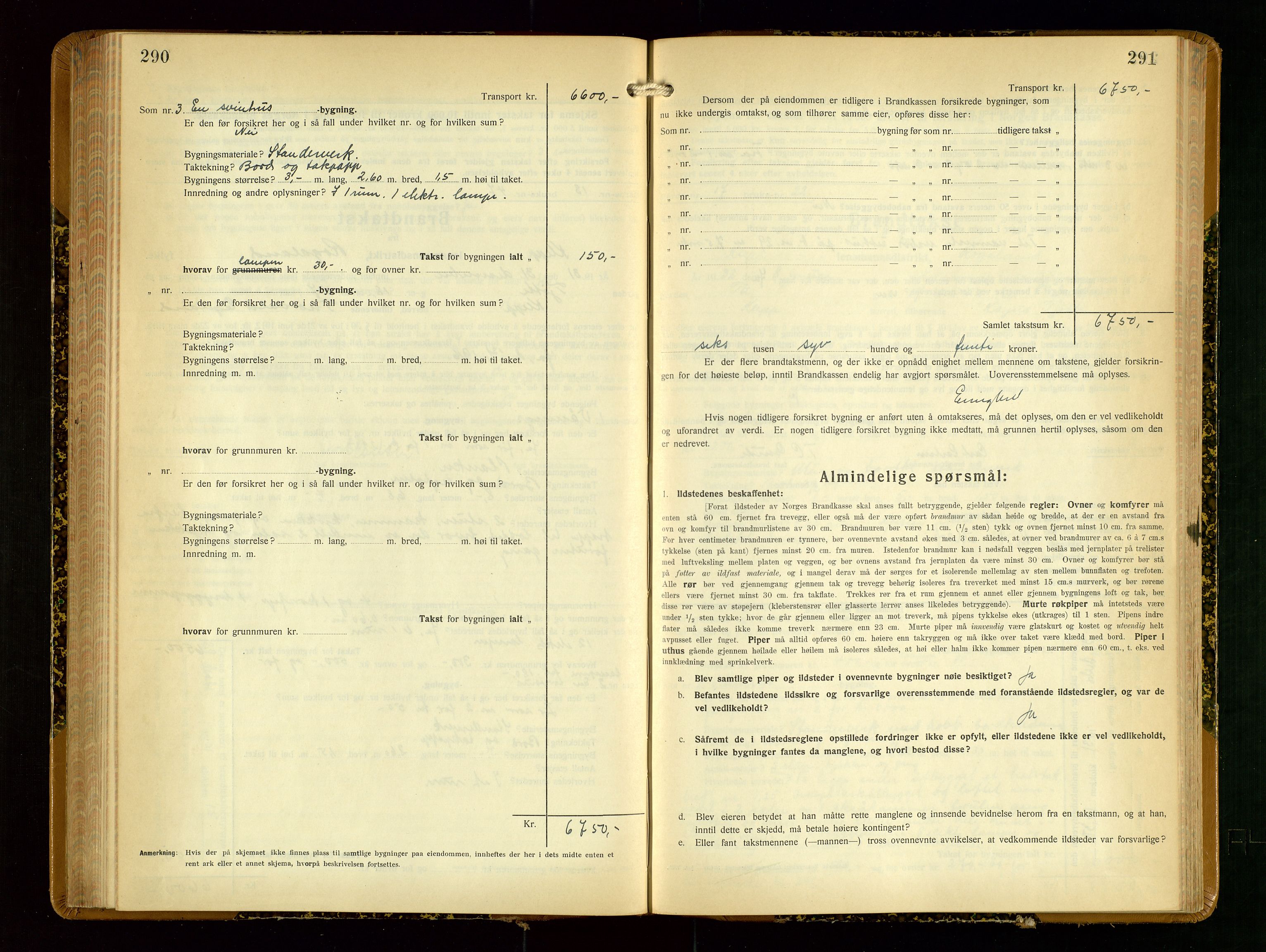 Klepp lensmannskontor, SAST/A-100163/Goc/L0012: "Brandtakstprotokoll" m/register, 1929-1933, s. 290-291