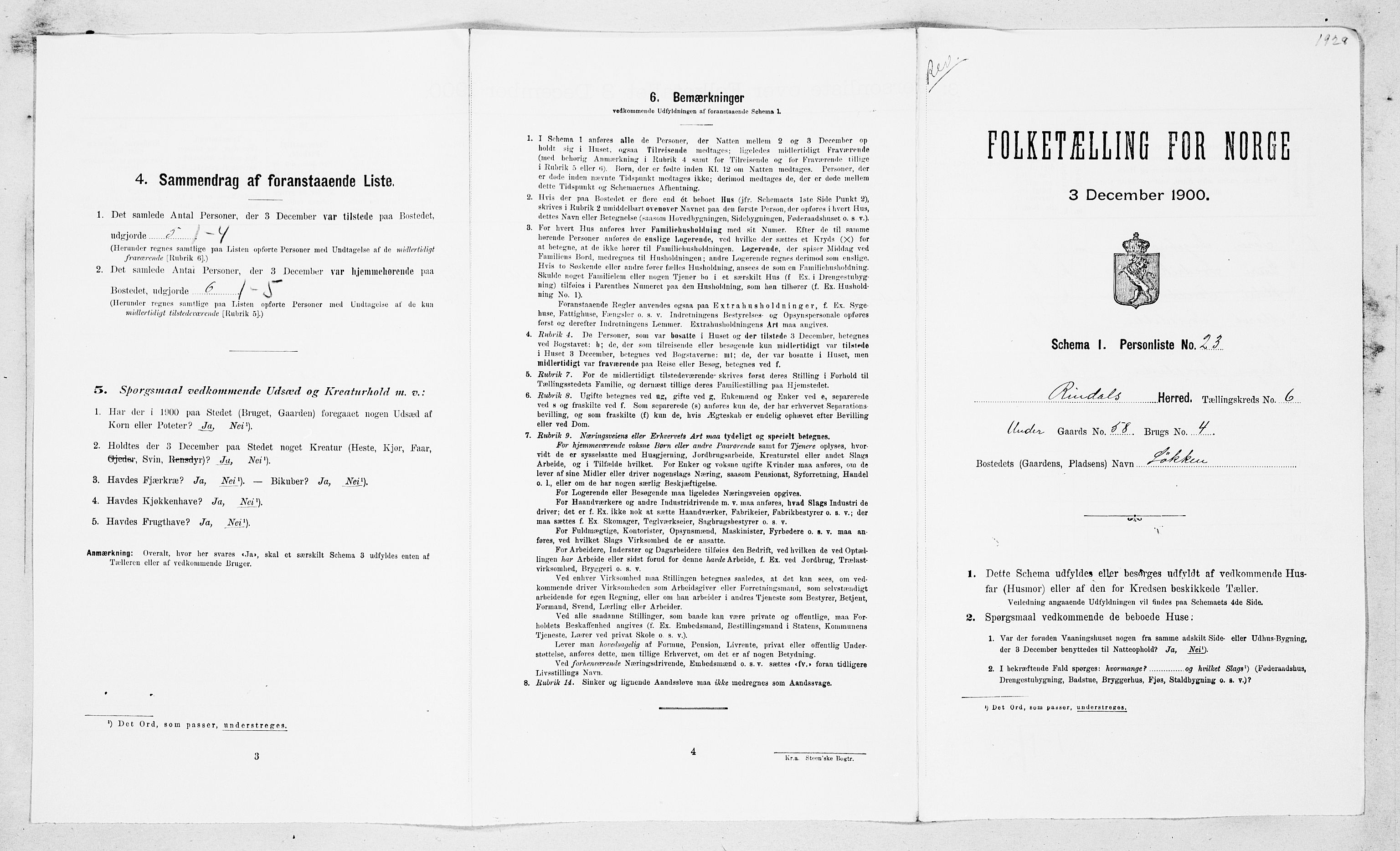 SAT, Folketelling 1900 for 1567 Rindal herred, 1900, s. 611