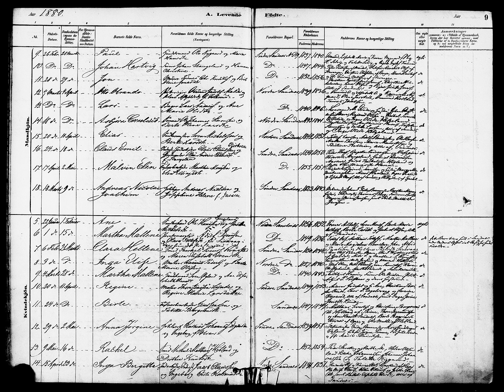 Høyland sokneprestkontor, AV/SAST-A-101799/001/30BA/L0012: Ministerialbok nr. A 11, 1878-1889, s. 9