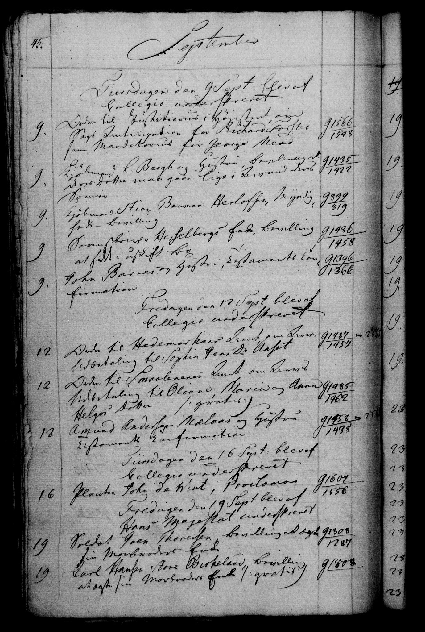 Danske Kanselli 1800-1814, RA/EA-3024/H/Hf/Hfb/Hfbc/L0007: Underskrivelsesbok m. register, 1806, s. 45