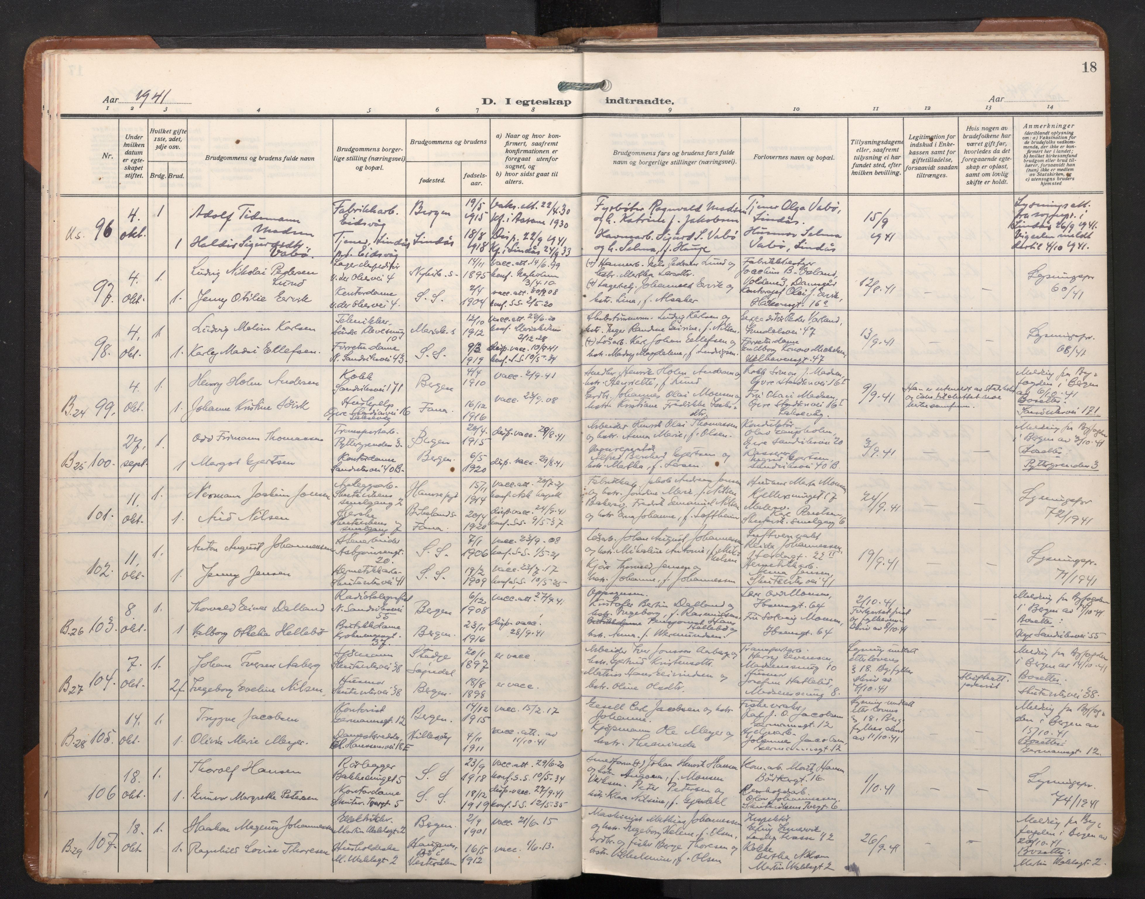 Sandviken Sokneprestembete, SAB/A-77601/H/Ha/L0017: Ministerialbok nr. D 4, 1940-1954, s. 18