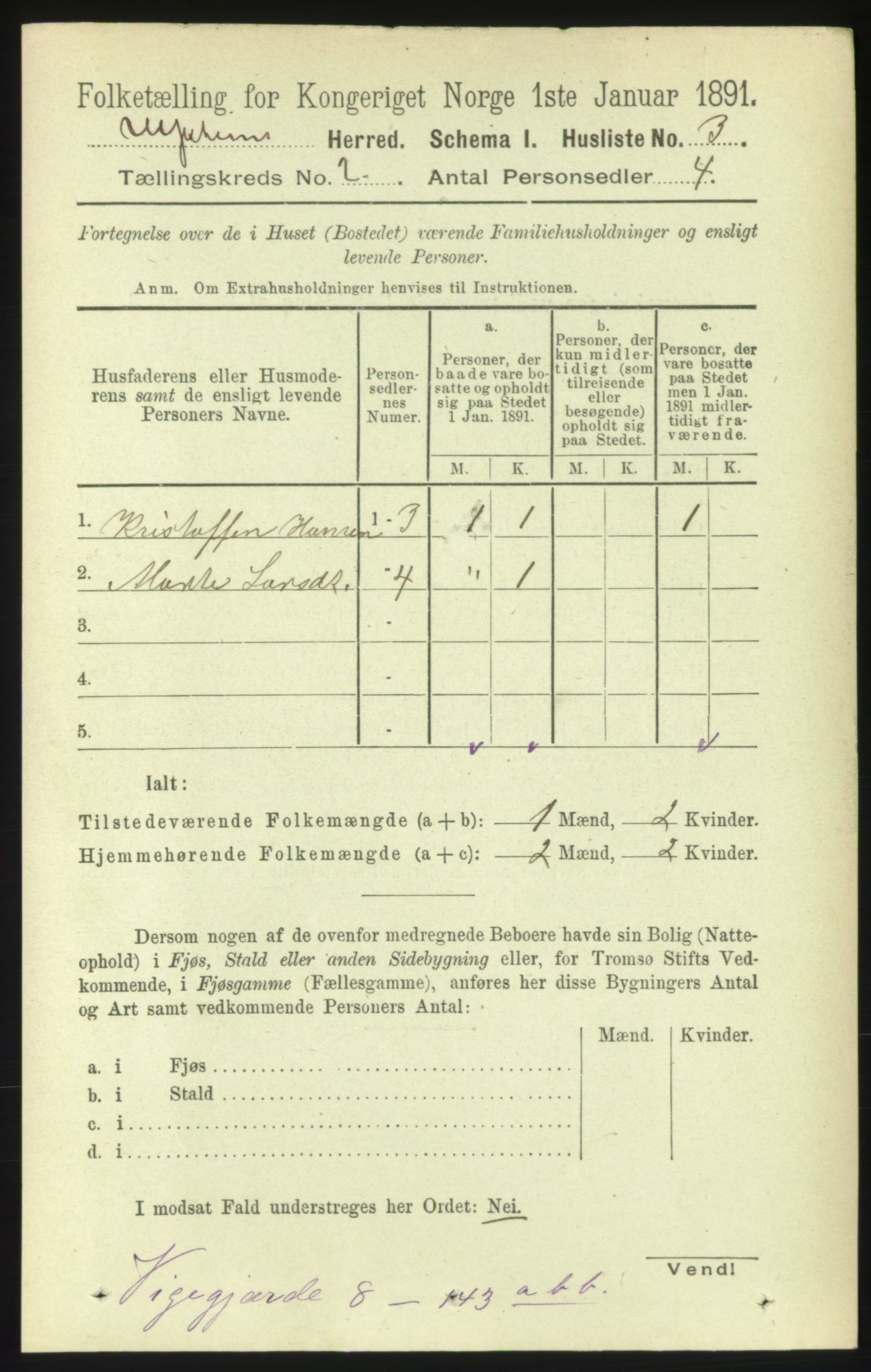 RA, Folketelling 1891 for 1516 Ulstein herred, 1891, s. 257