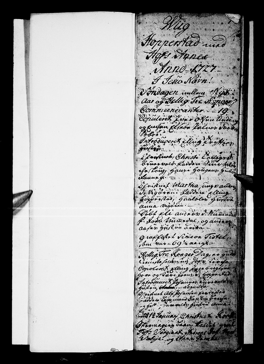 Vik sokneprestembete, SAB/A-81501: Ministerialbok nr. A 1 /1, 1727-1740, s. 1