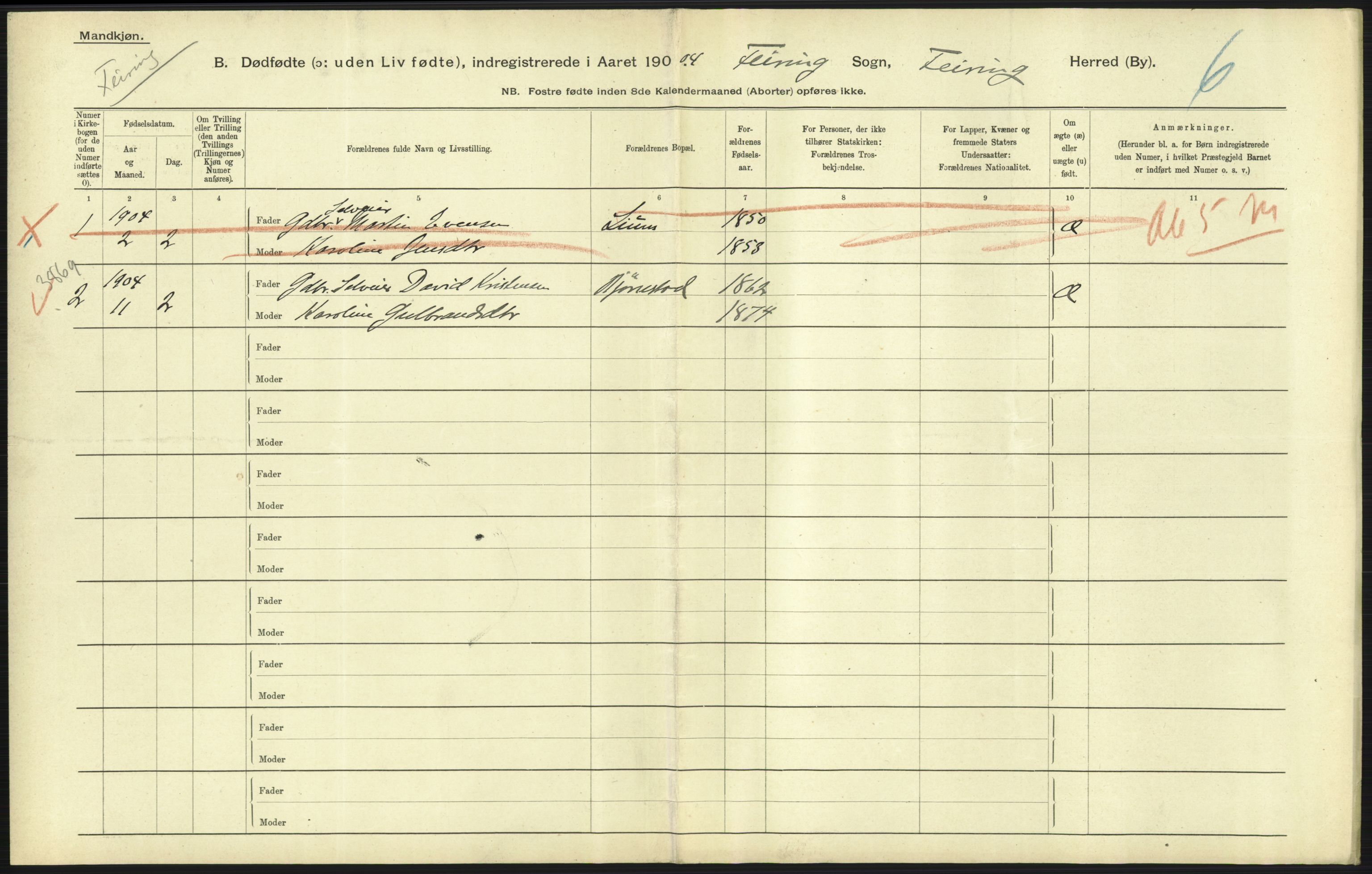 Statistisk sentralbyrå, Sosiodemografiske emner, Befolkning, RA/S-2228/D/Df/Dfa/Dfab/L0025: Smålenenes amt - Stavanger amt: Dødfødte. Bygder., 1904, s. 107