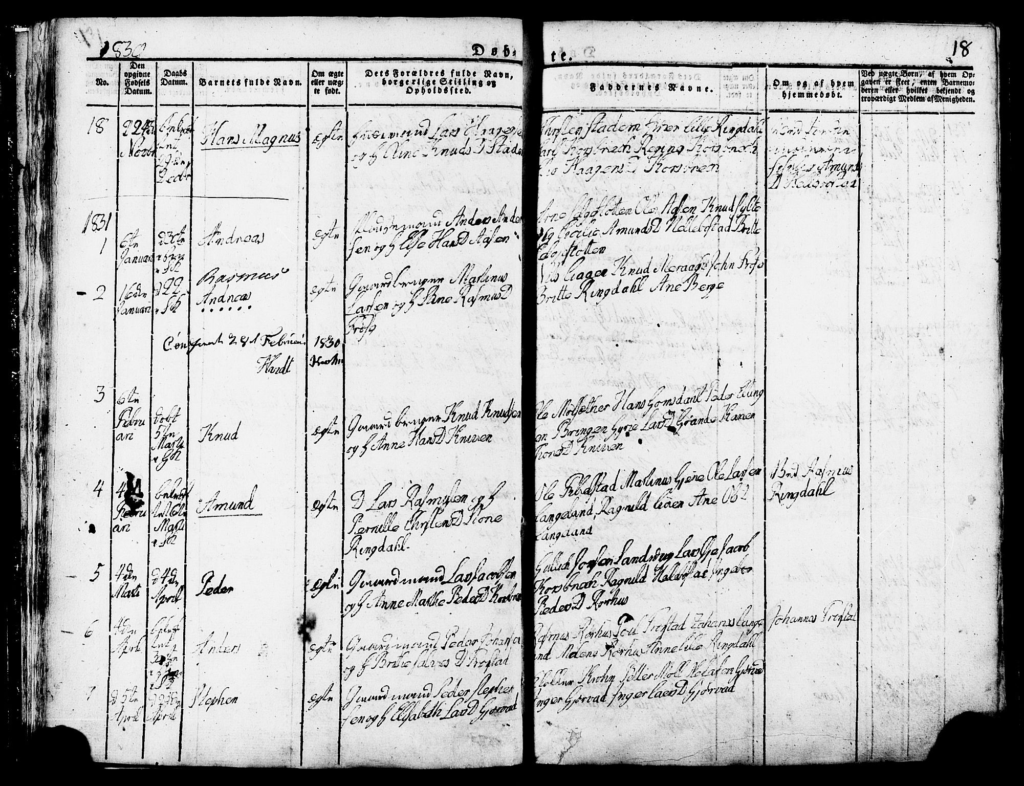 Ministerialprotokoller, klokkerbøker og fødselsregistre - Møre og Romsdal, AV/SAT-A-1454/517/L0221: Ministerialbok nr. 517A01, 1827-1858, s. 18