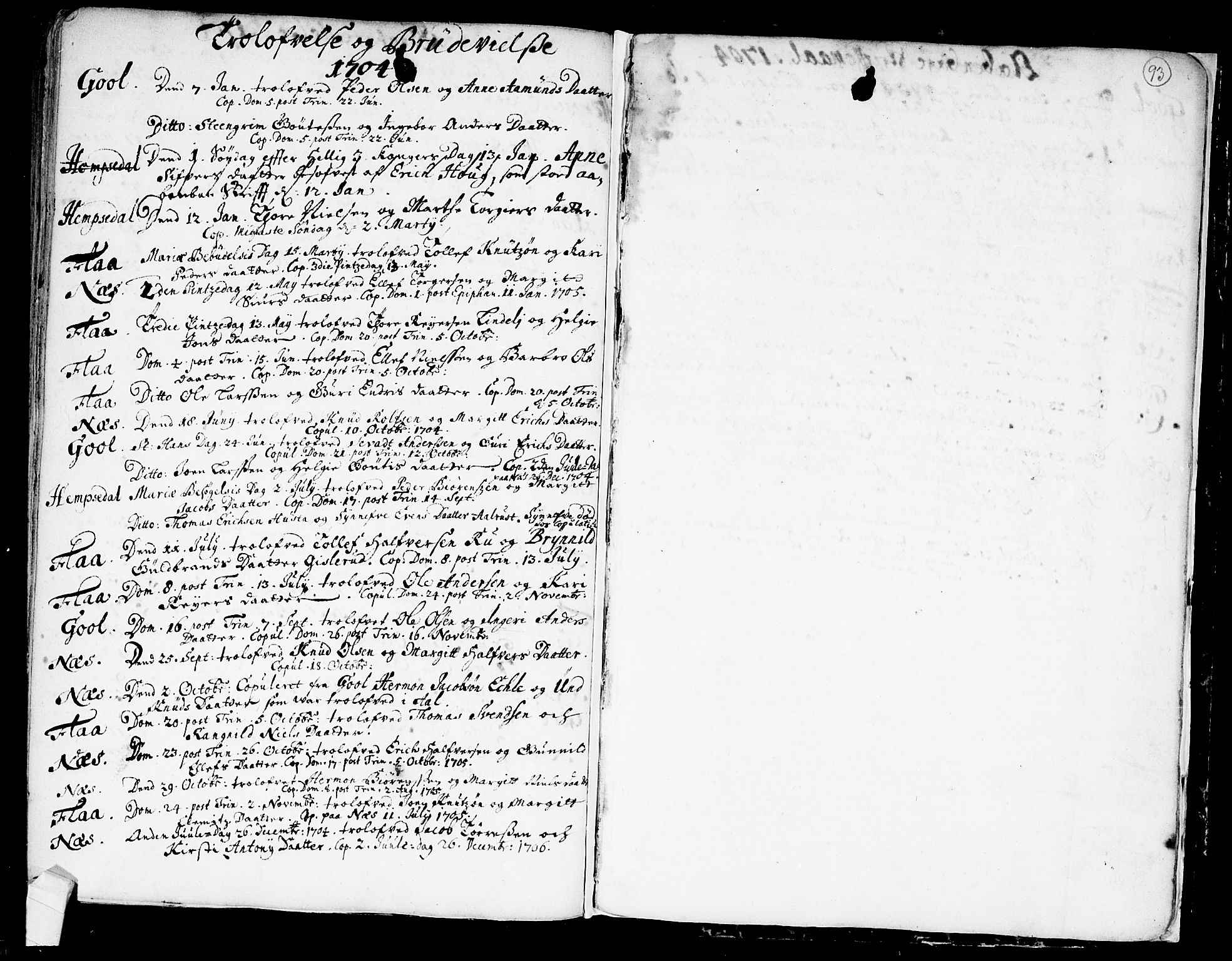 Nes kirkebøker, SAKO/A-236/F/Fa/L0001: Ministerialbok nr. 1, 1693-1706, s. 93