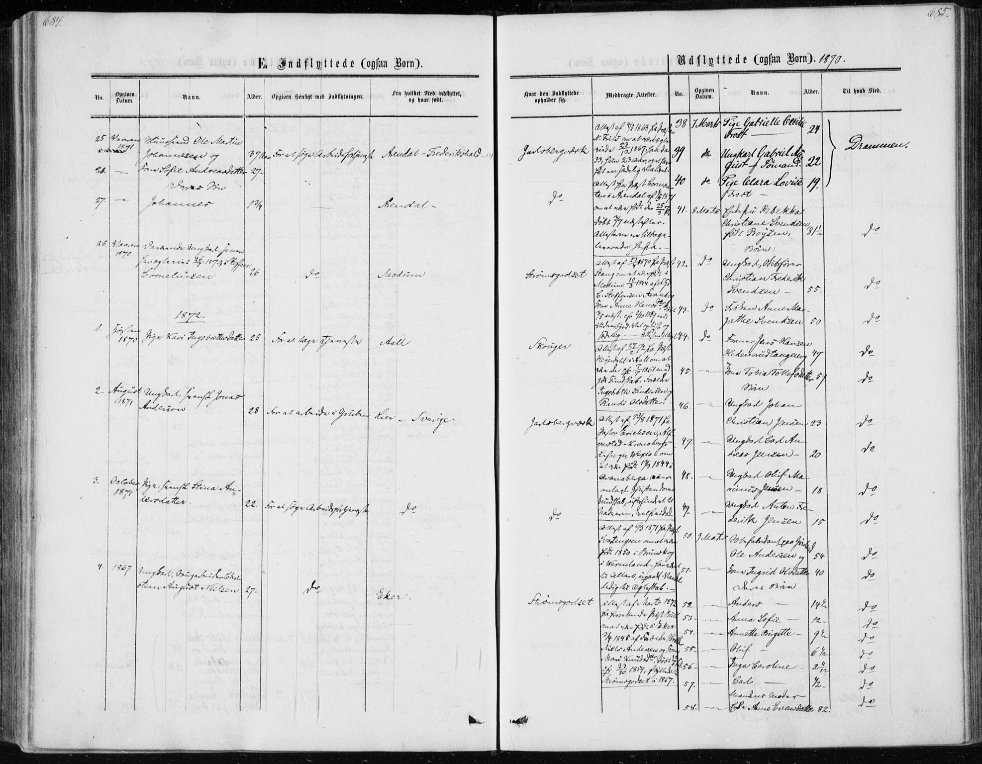 Skoger kirkebøker, SAKO/A-59/F/Fa/L0004: Ministerialbok nr. I 4, 1862-1872, s. 684-685