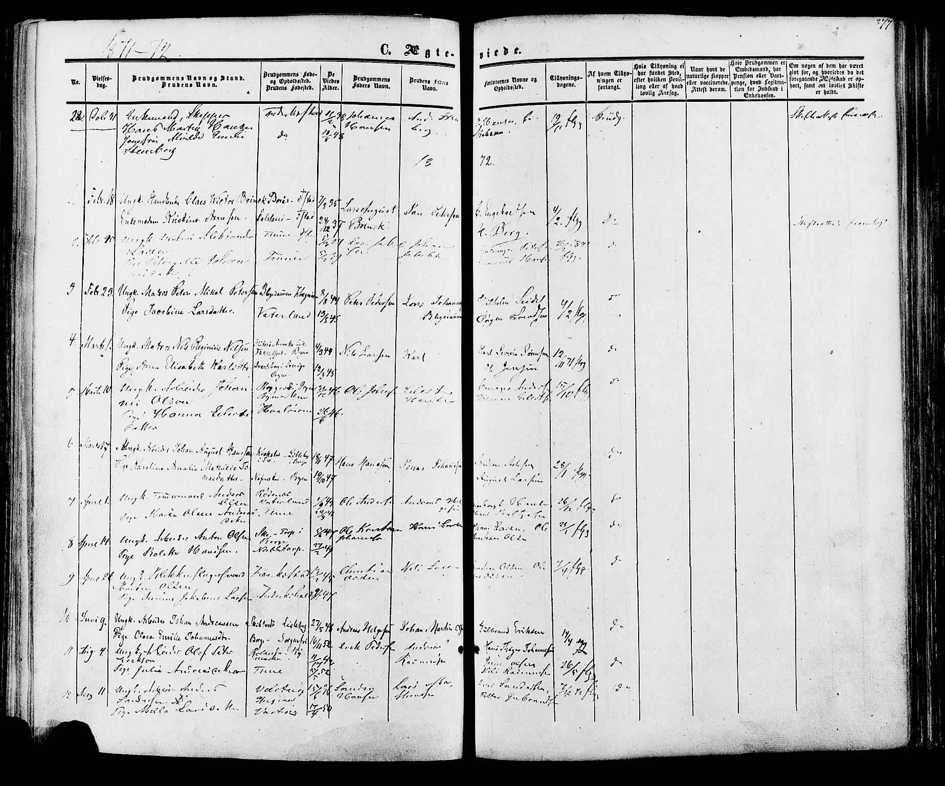 Fredrikstad prestekontor Kirkebøker, AV/SAO-A-11082/F/Fa/L0006: Ministerialbok nr. 6, 1857-1878, s. 277