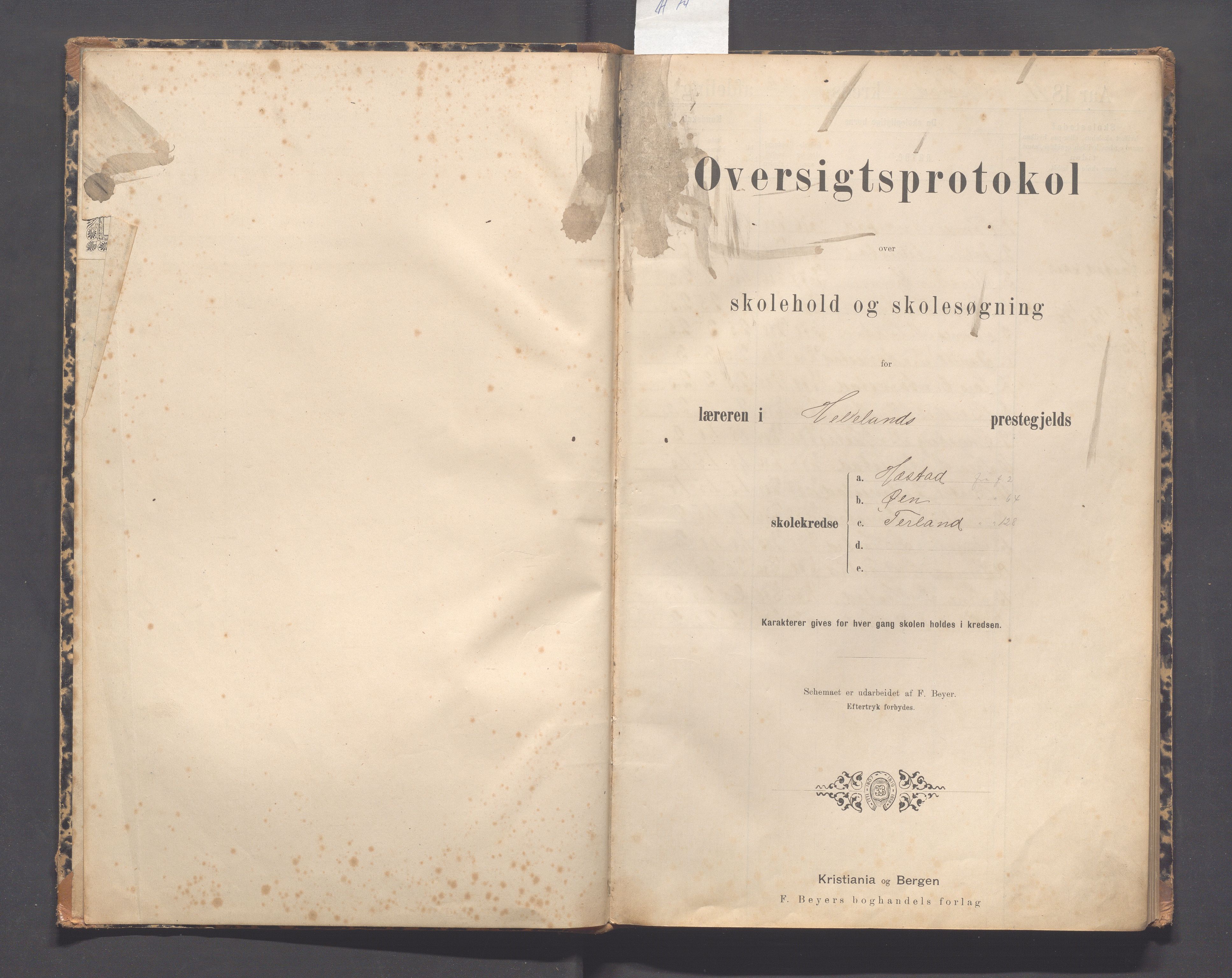 Helleland kommune - Skolekommisjonen/skolestyret, IKAR/K-100486/H/L0012: Skoleprotokoll - Terland, Hæstad, Øen, 1891-1897