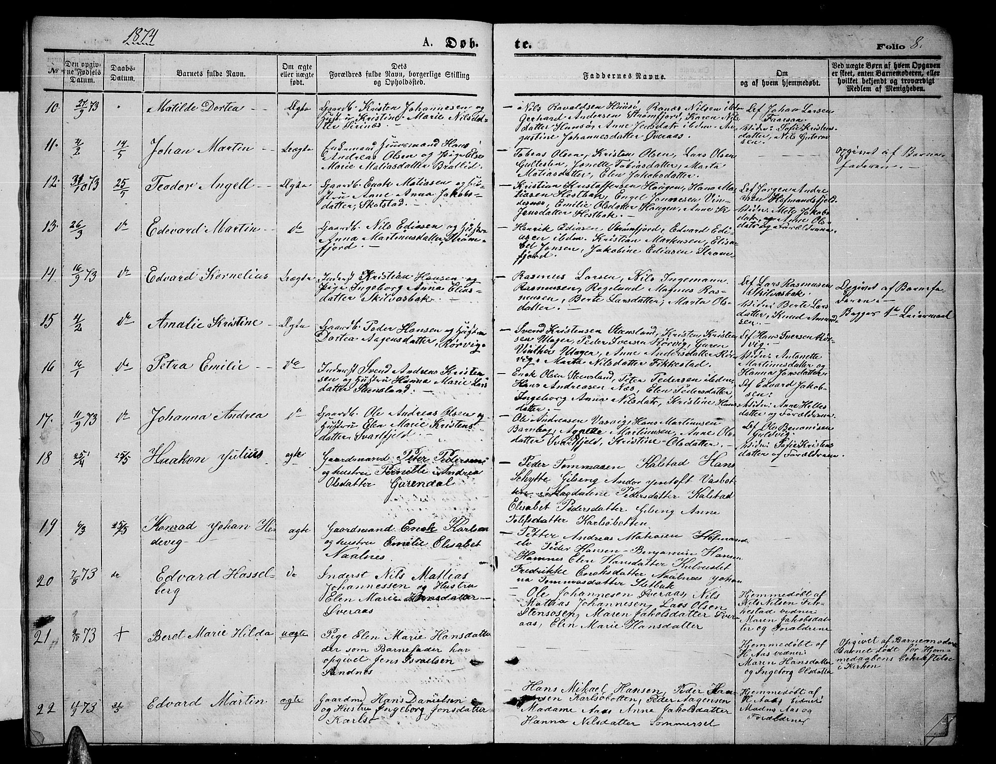 Ministerialprotokoller, klokkerbøker og fødselsregistre - Nordland, AV/SAT-A-1459/859/L0858: Klokkerbok nr. 859C04, 1873-1886, s. 8