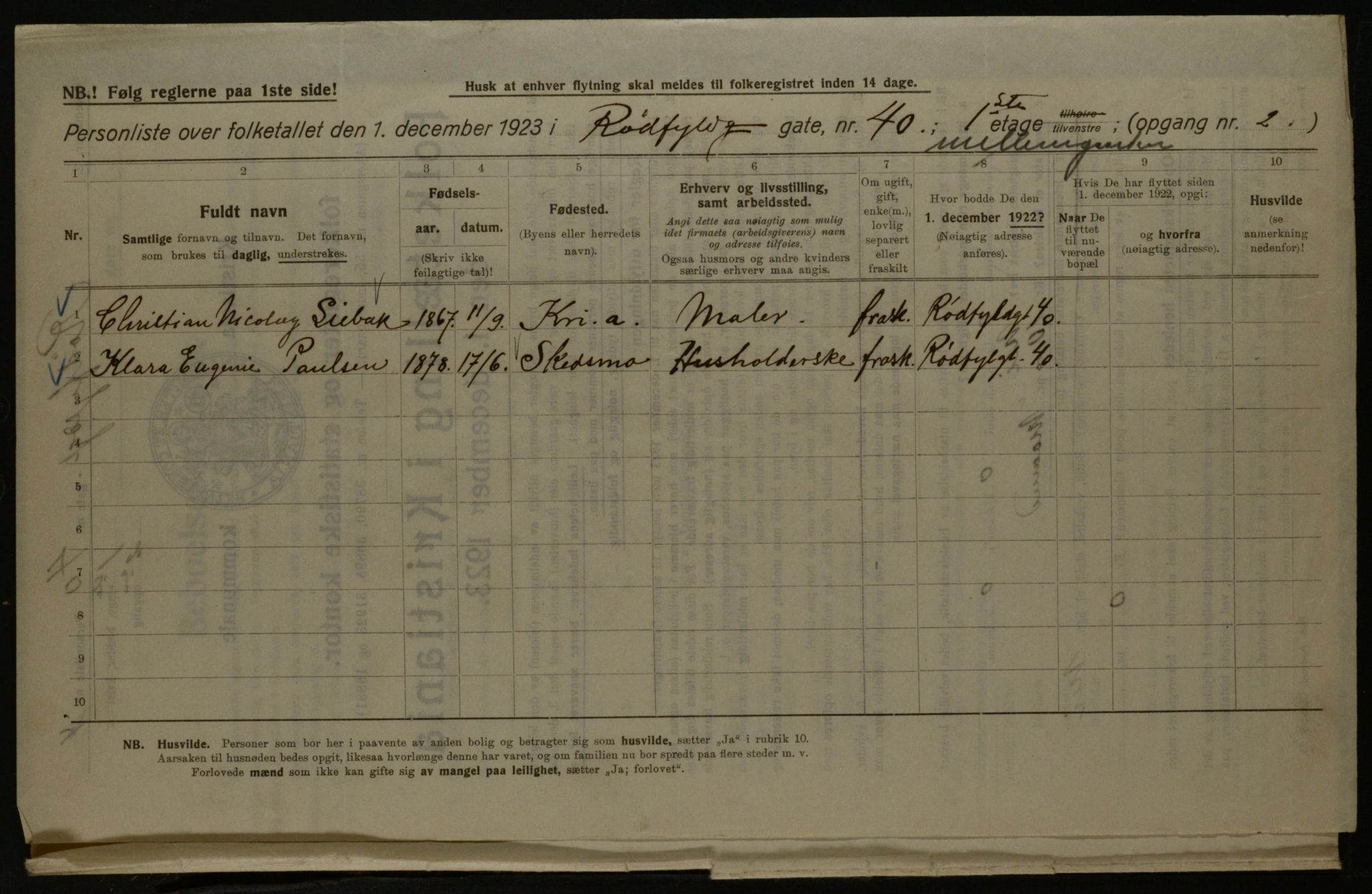 OBA, Kommunal folketelling 1.12.1923 for Kristiania, 1923, s. 95299