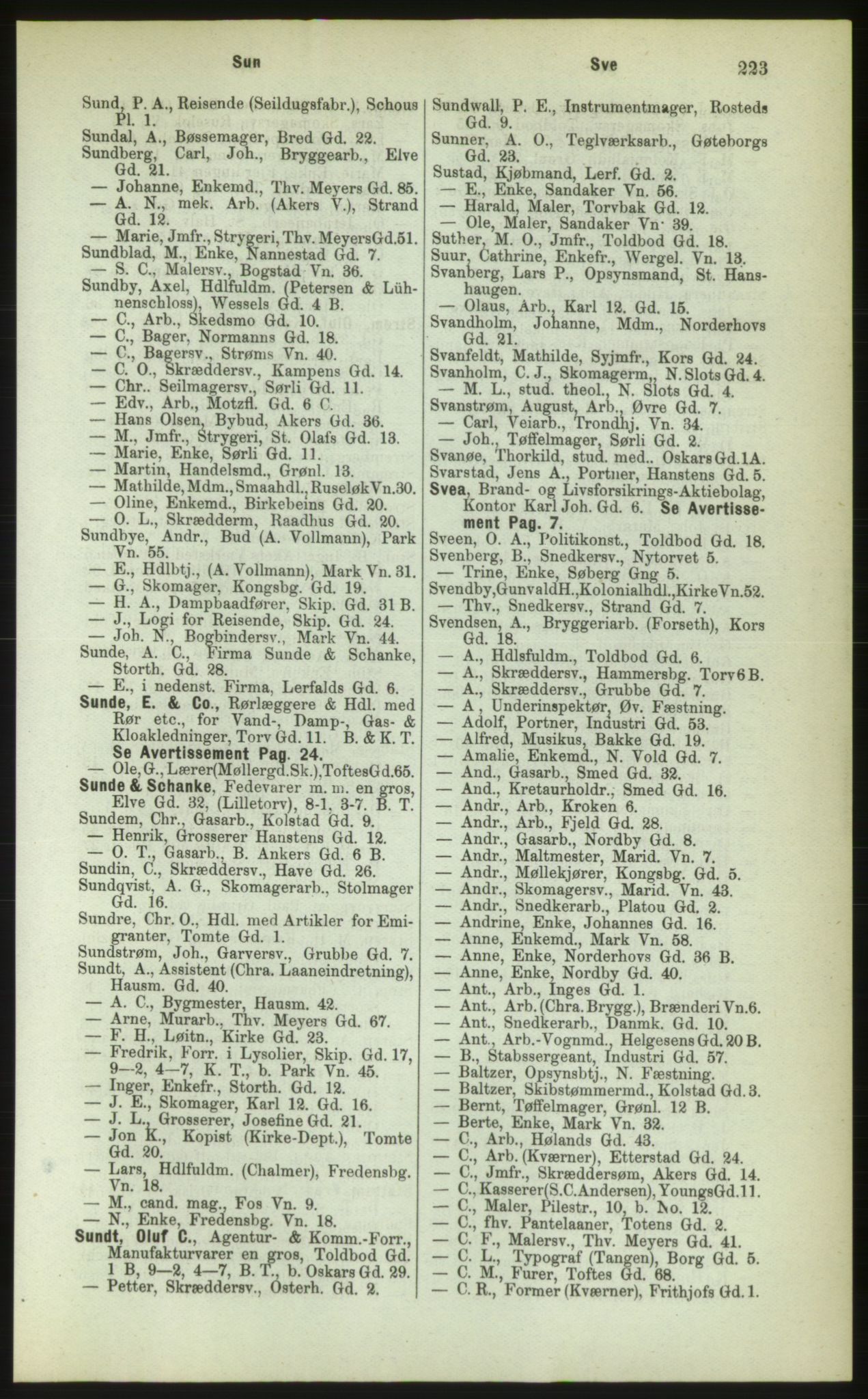 Kristiania/Oslo adressebok, PUBL/-, 1883, s. 223