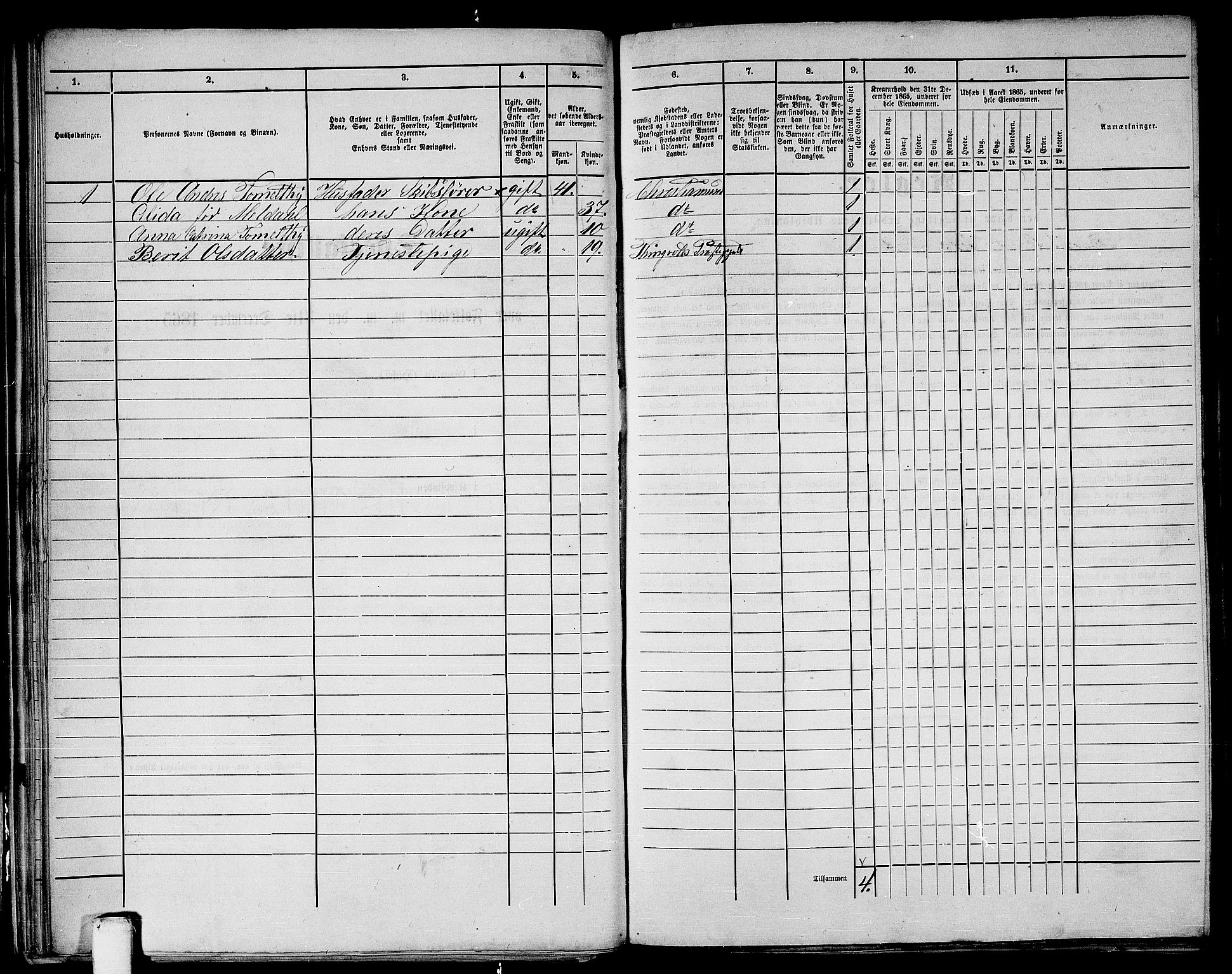 RA, Folketelling 1865 for 1503B Kristiansund prestegjeld, Kristiansund kjøpstad, 1865, s. 51