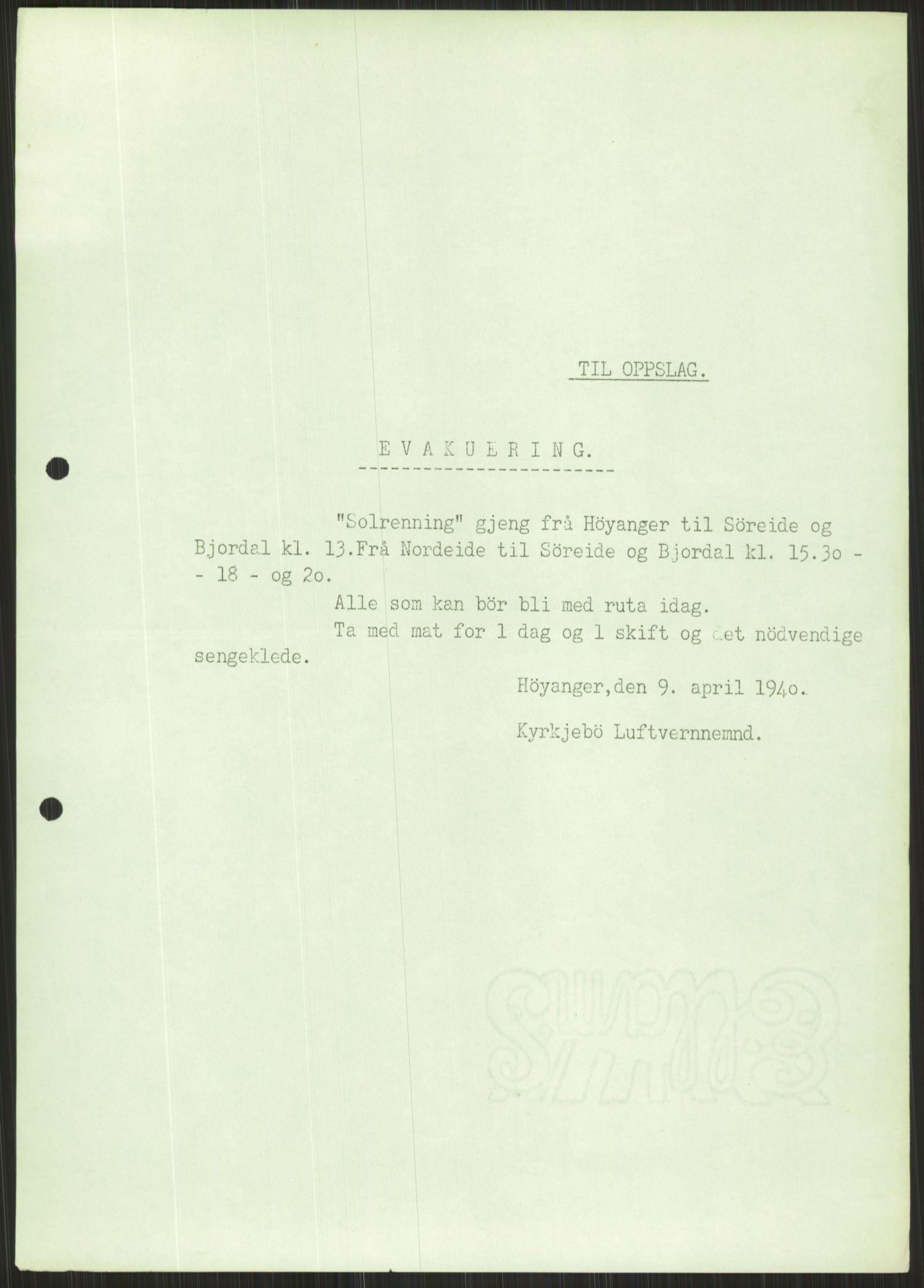 Forsvaret, Forsvarets krigshistoriske avdeling, AV/RA-RAFA-2017/Y/Ya/L0015: II-C-11-31 - Fylkesmenn.  Rapporter om krigsbegivenhetene 1940., 1940, s. 551