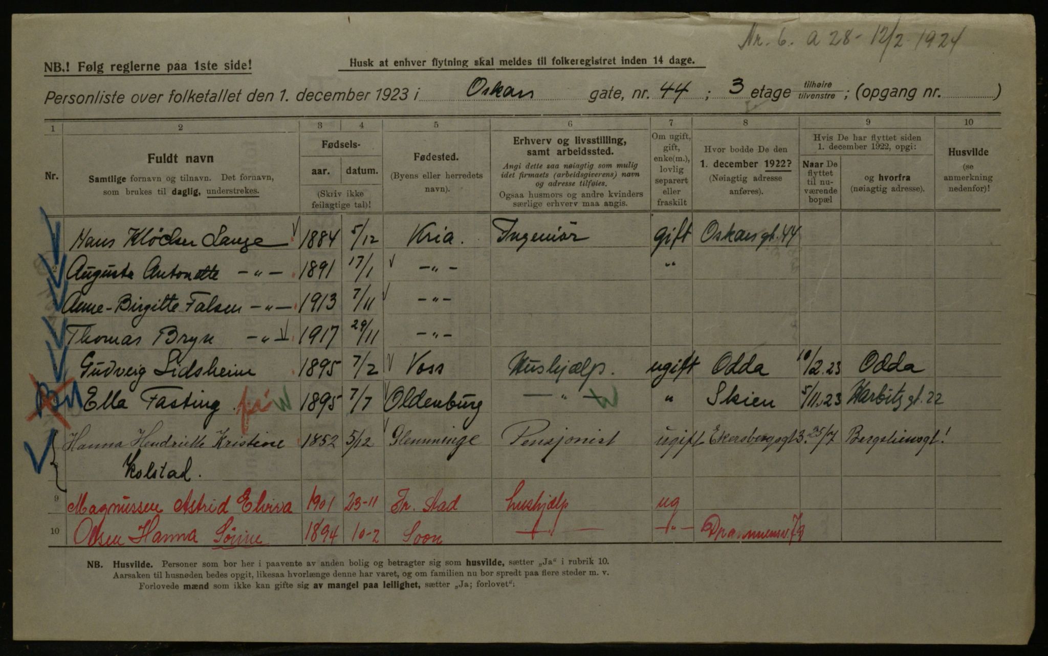 OBA, Kommunal folketelling 1.12.1923 for Kristiania, 1923, s. 84471