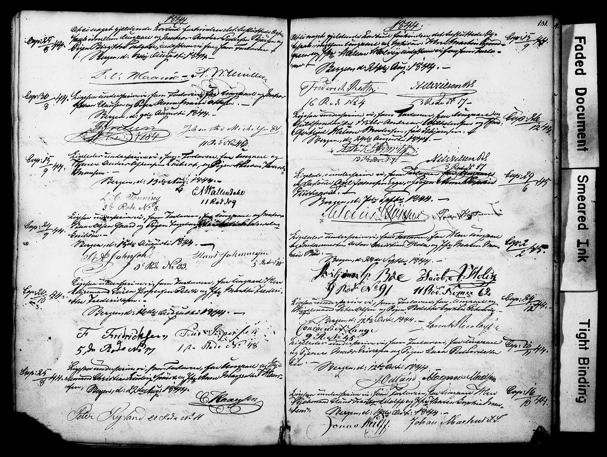 Nykirken Sokneprestembete, SAB/A-77101: Forlovererklæringer nr. II.5.1, 1814-1846, s. 131