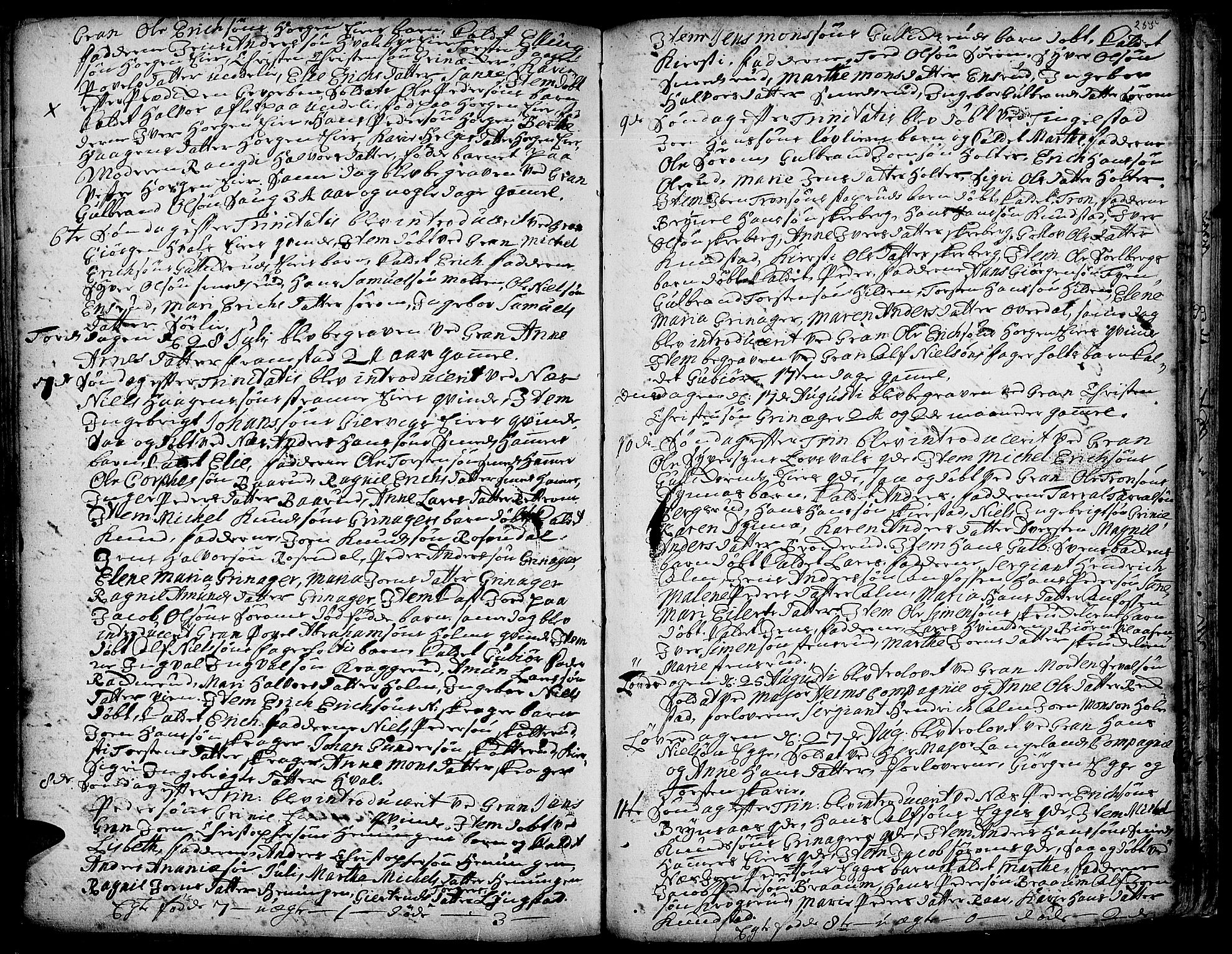 Gran prestekontor, AV/SAH-PREST-112/H/Ha/Haa/L0001: Ministerialbok nr. 1, 1707-1731, s. 255