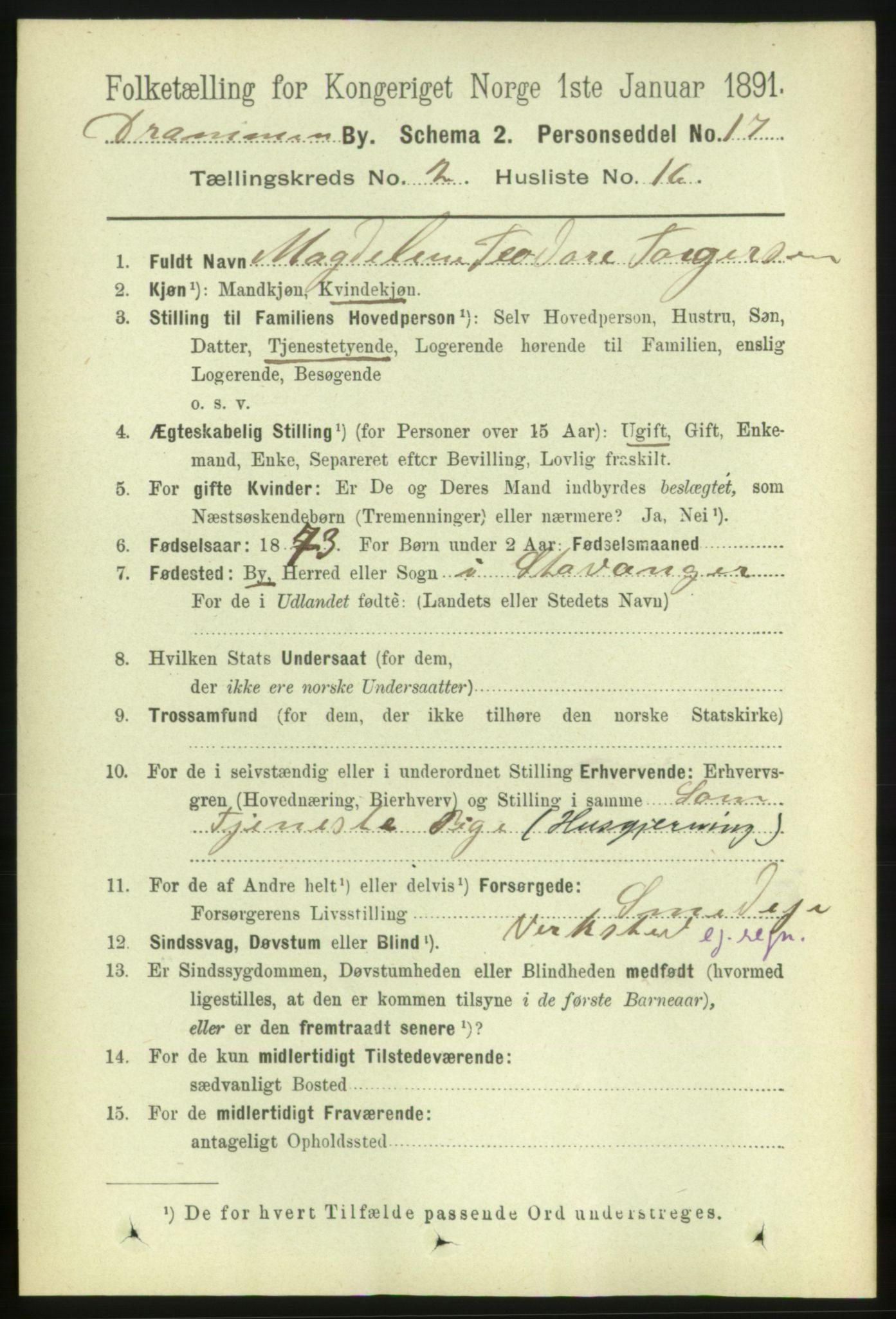 RA, Folketelling 1891 for 0602 Drammen kjøpstad, 1891, s. 4504