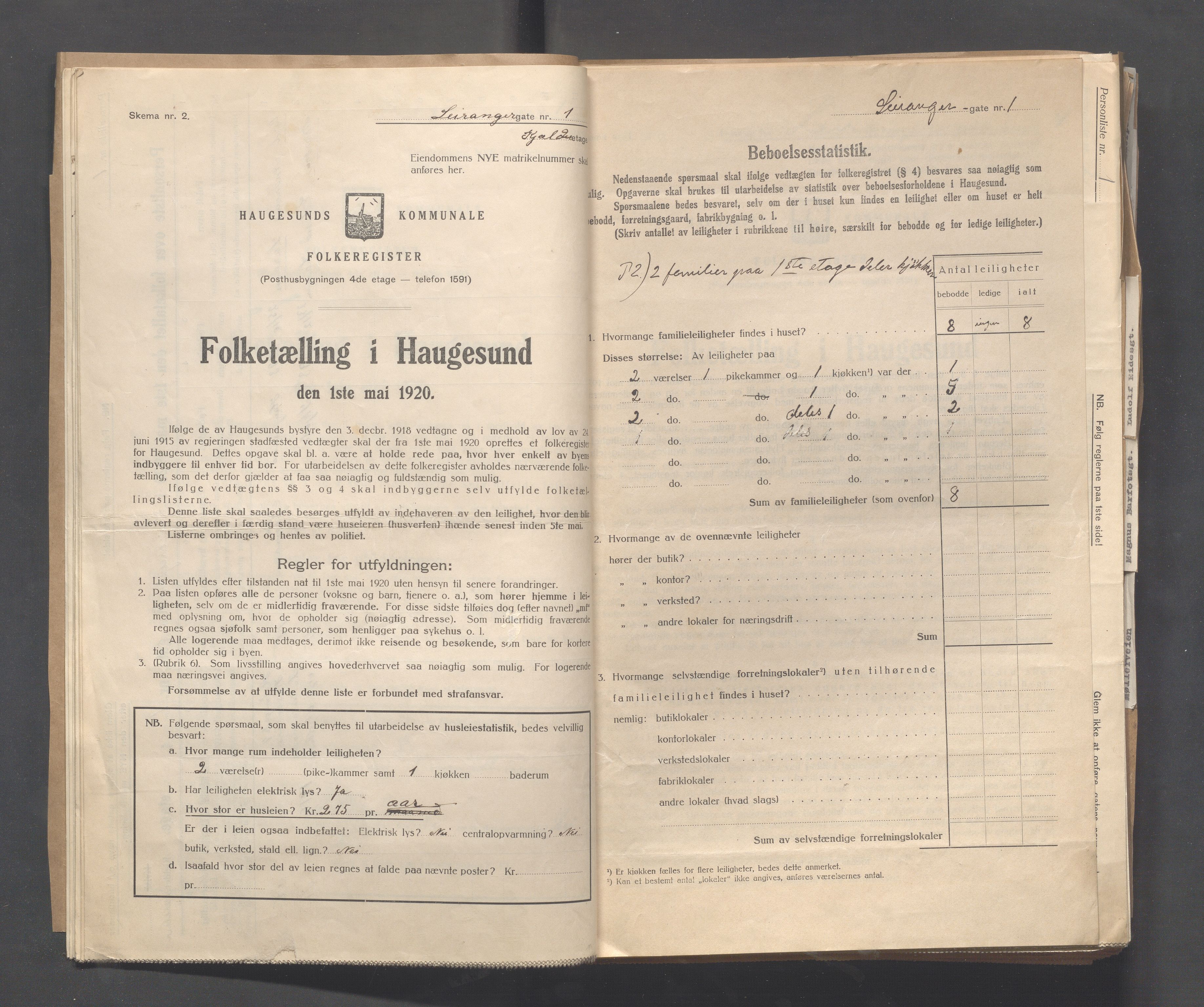 IKAR, Kommunal folketelling 1.5.1920 for Haugesund, 1920, s. 2854