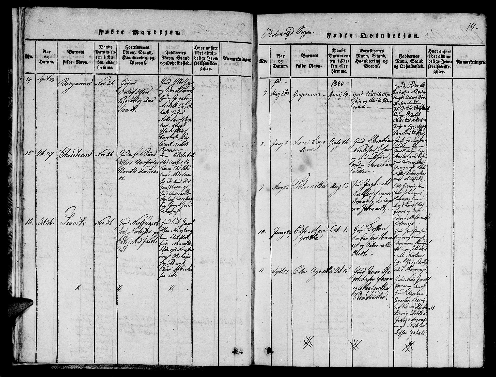 Ministerialprotokoller, klokkerbøker og fødselsregistre - Nord-Trøndelag, SAT/A-1458/780/L0648: Klokkerbok nr. 780C01 /1, 1815-1870, s. 19