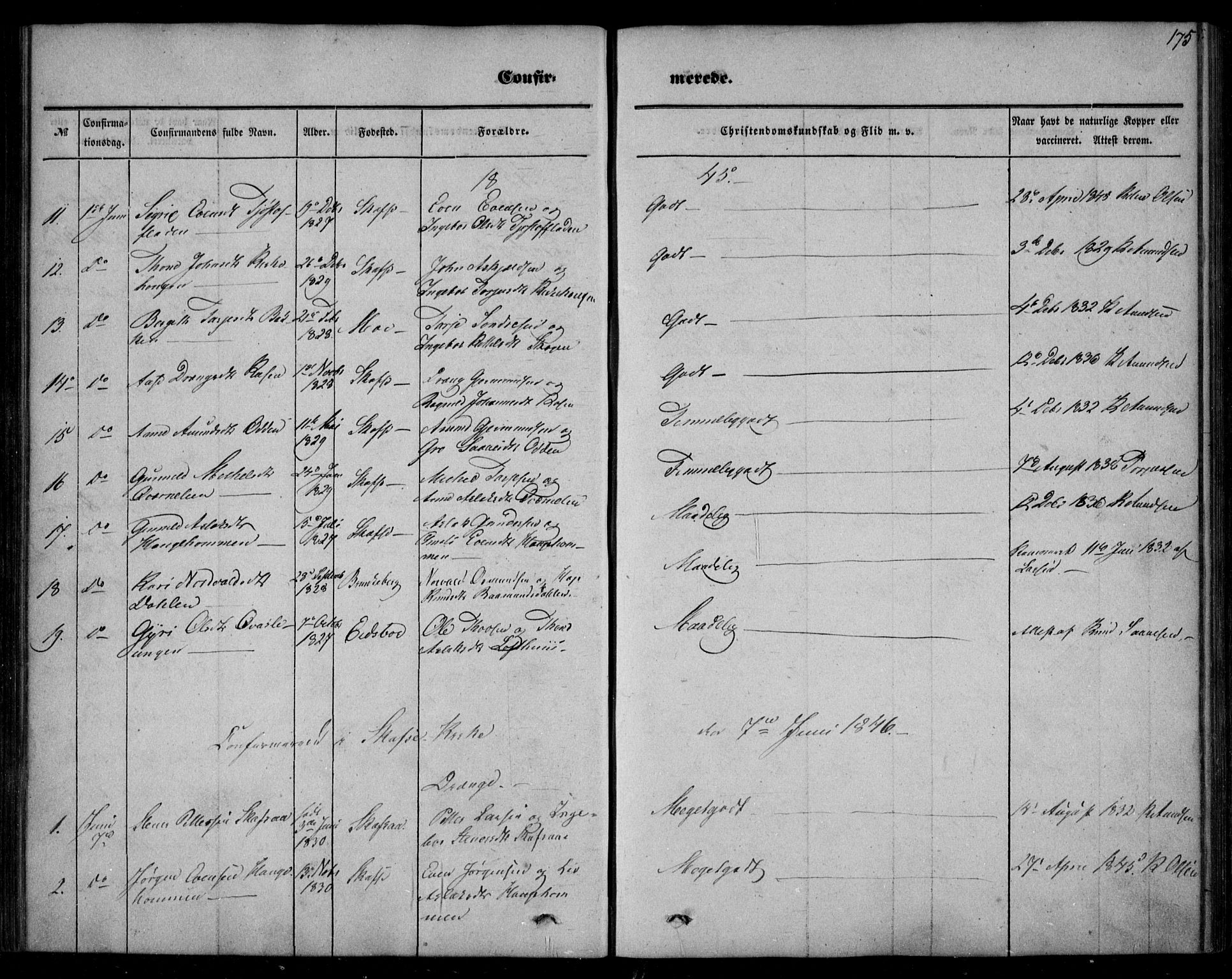 Mo kirkebøker, AV/SAKO-A-286/F/Fa/L0005: Ministerialbok nr. I 5, 1844-1864, s. 175