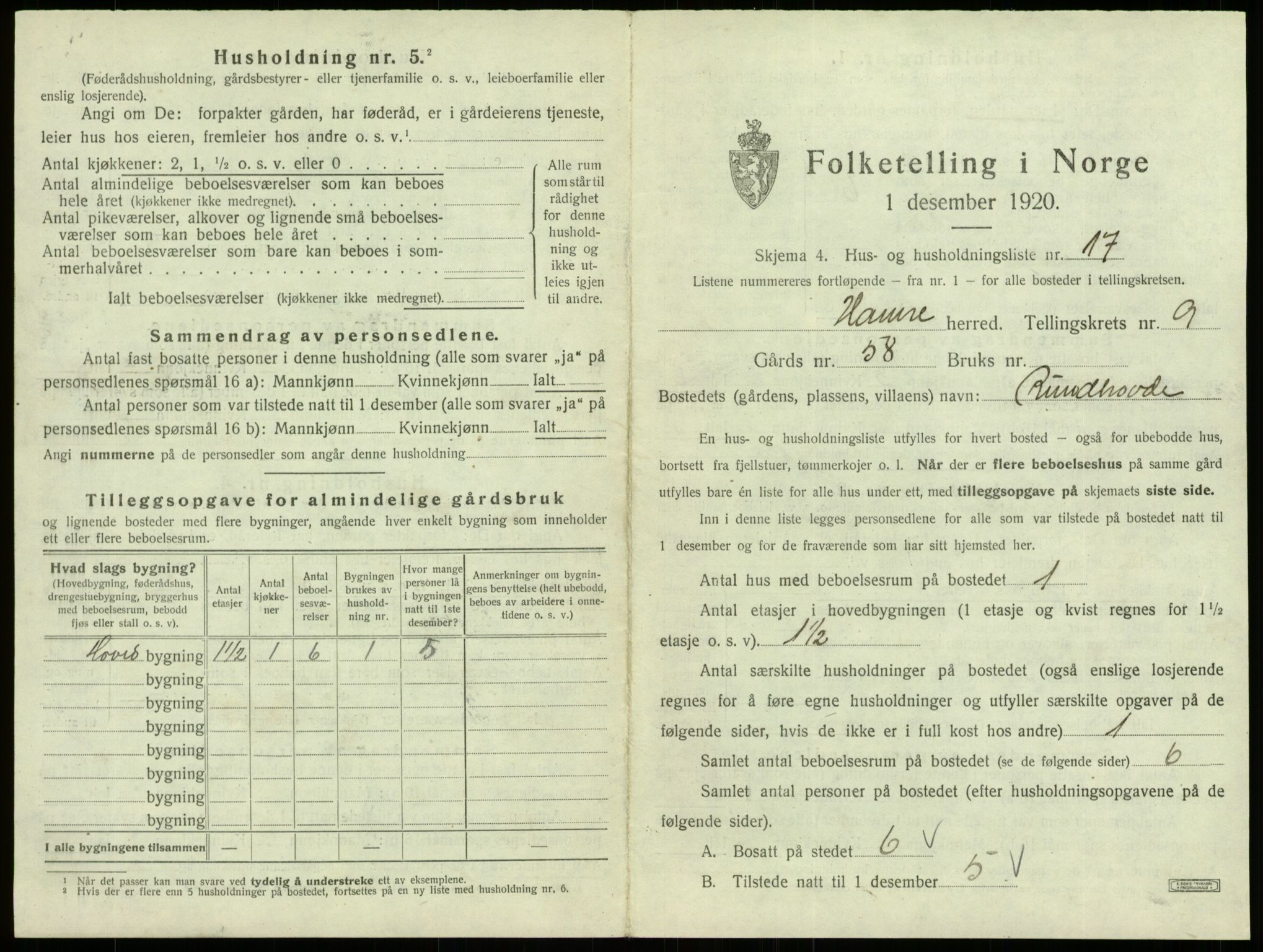 SAB, Folketelling 1920 for 1254 Hamre herred, 1920, s. 744