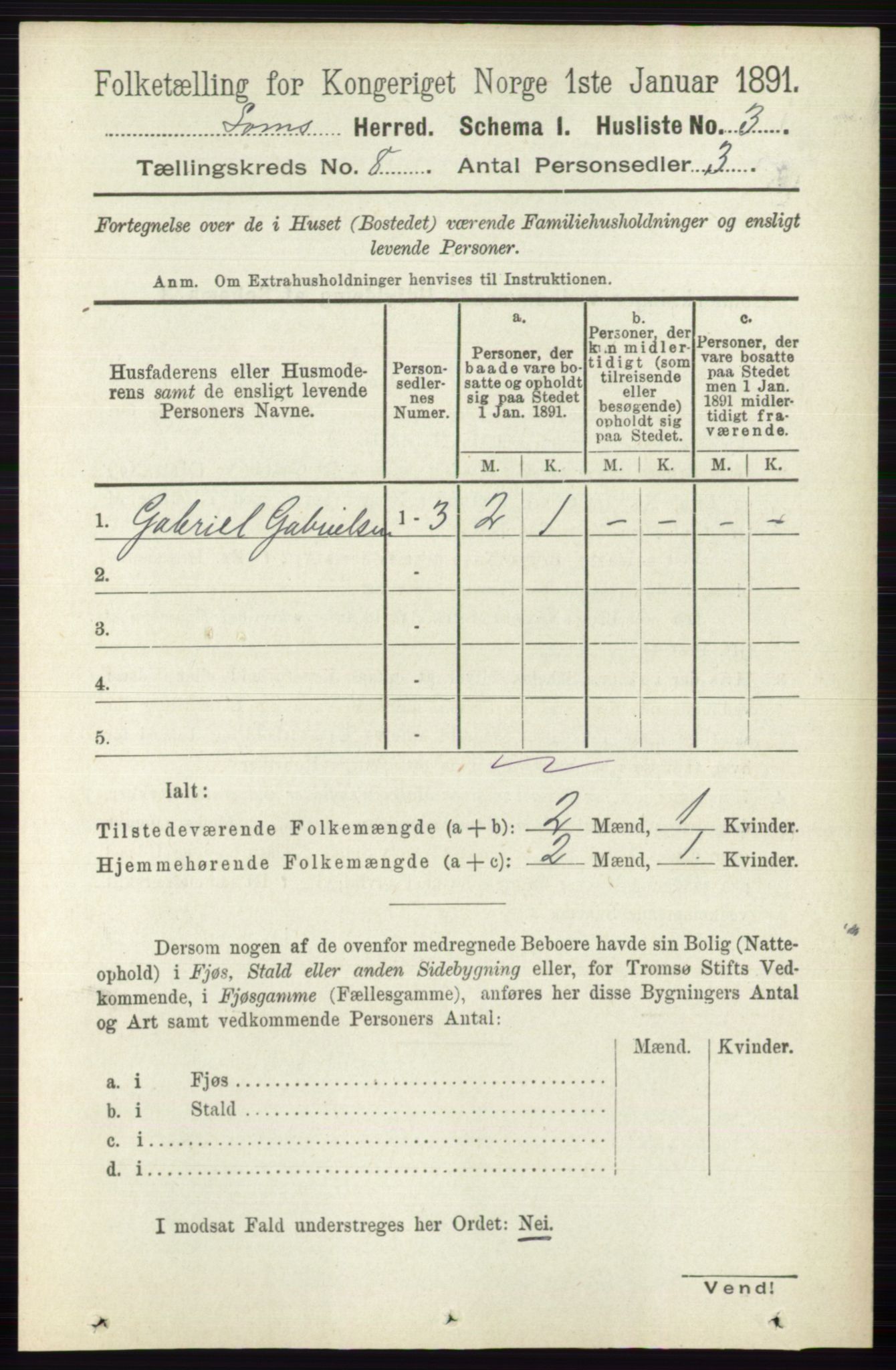 RA, Folketelling 1891 for 0514 Lom herred, 1891, s. 3045