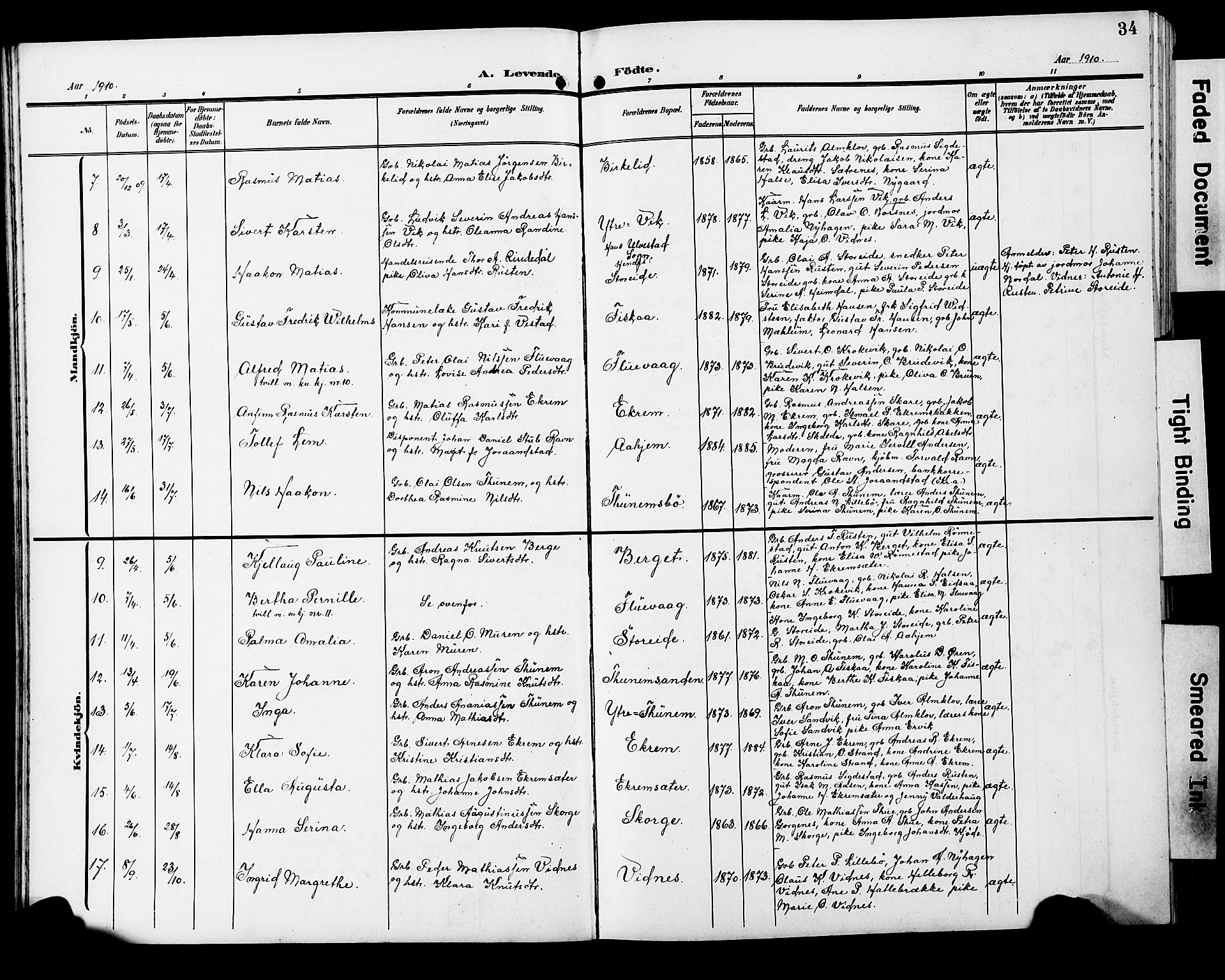 Ministerialprotokoller, klokkerbøker og fødselsregistre - Møre og Romsdal, AV/SAT-A-1454/501/L0018: Klokkerbok nr. 501C04, 1902-1930, s. 34