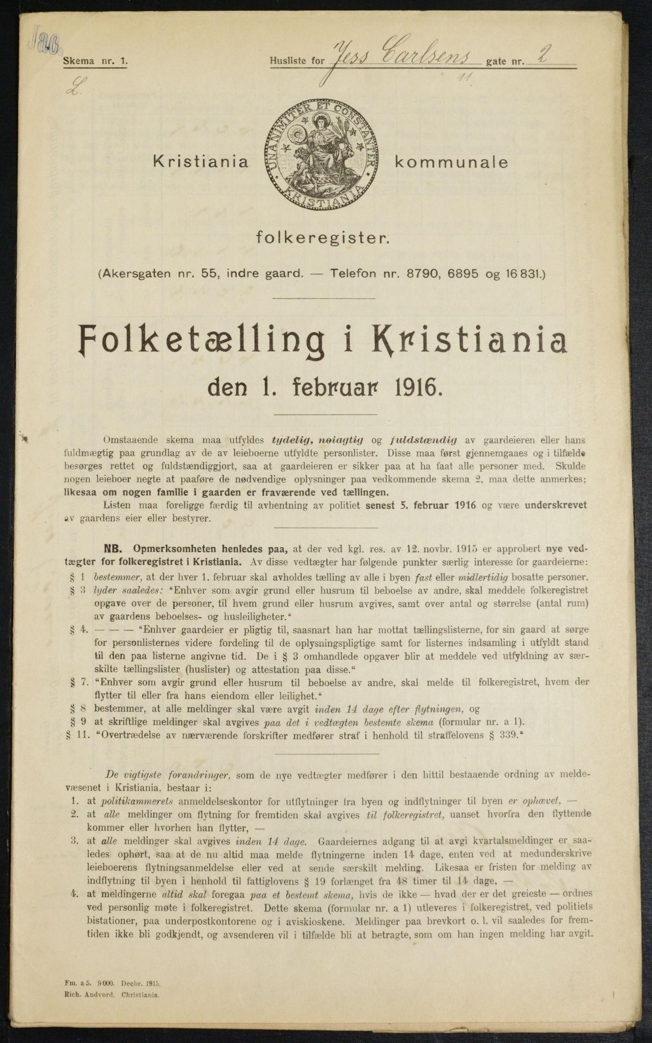 OBA, Kommunal folketelling 1.2.1916 for Kristiania, 1916, s. 48052