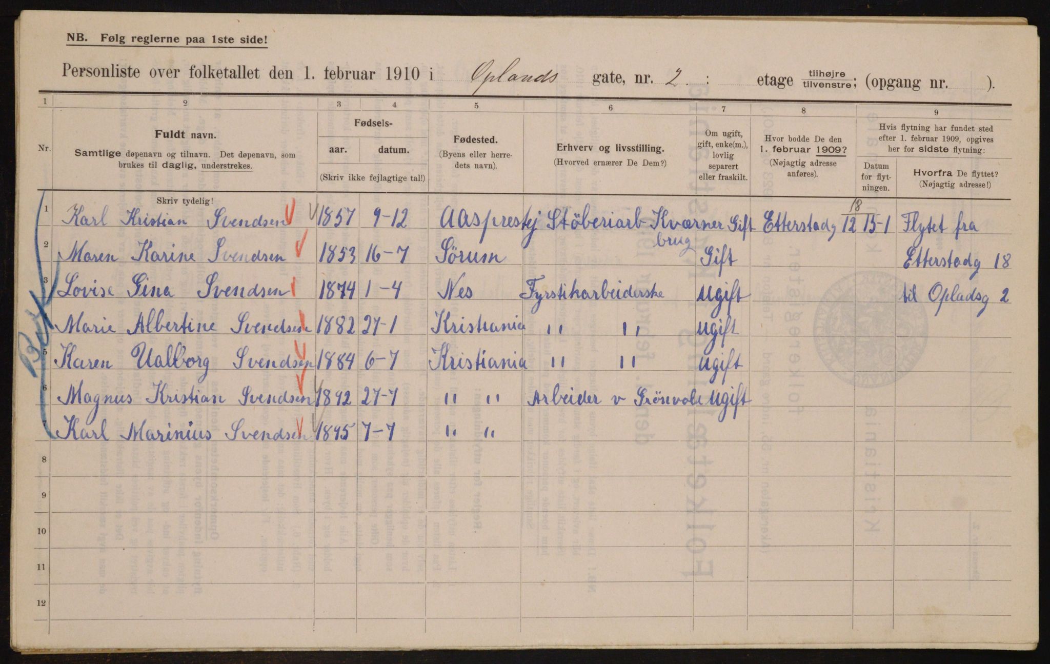 OBA, Kommunal folketelling 1.2.1910 for Kristiania, 1910, s. 72964