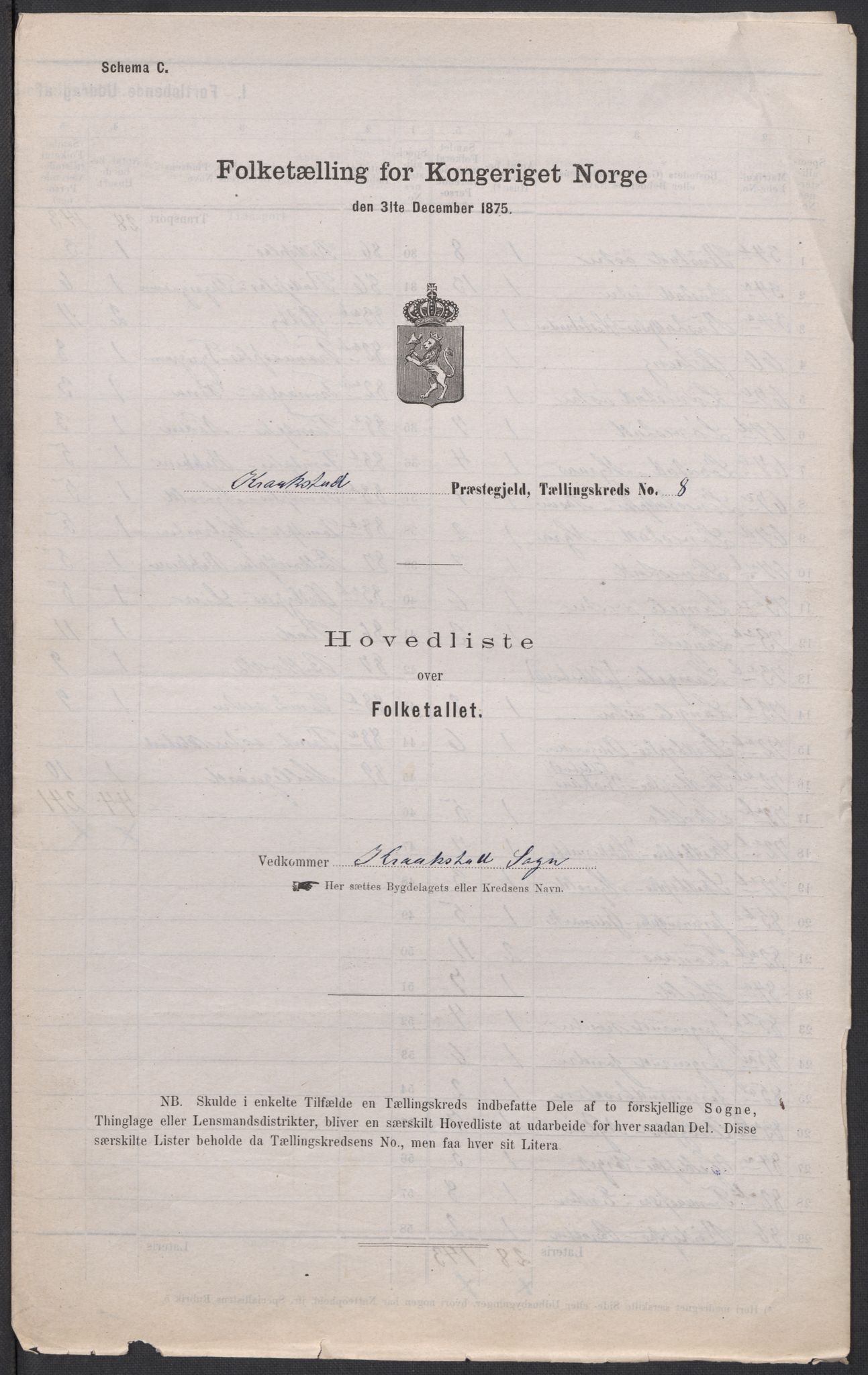 RA, Folketelling 1875 for 0212P Kråkstad prestegjeld, 1875, s. 25