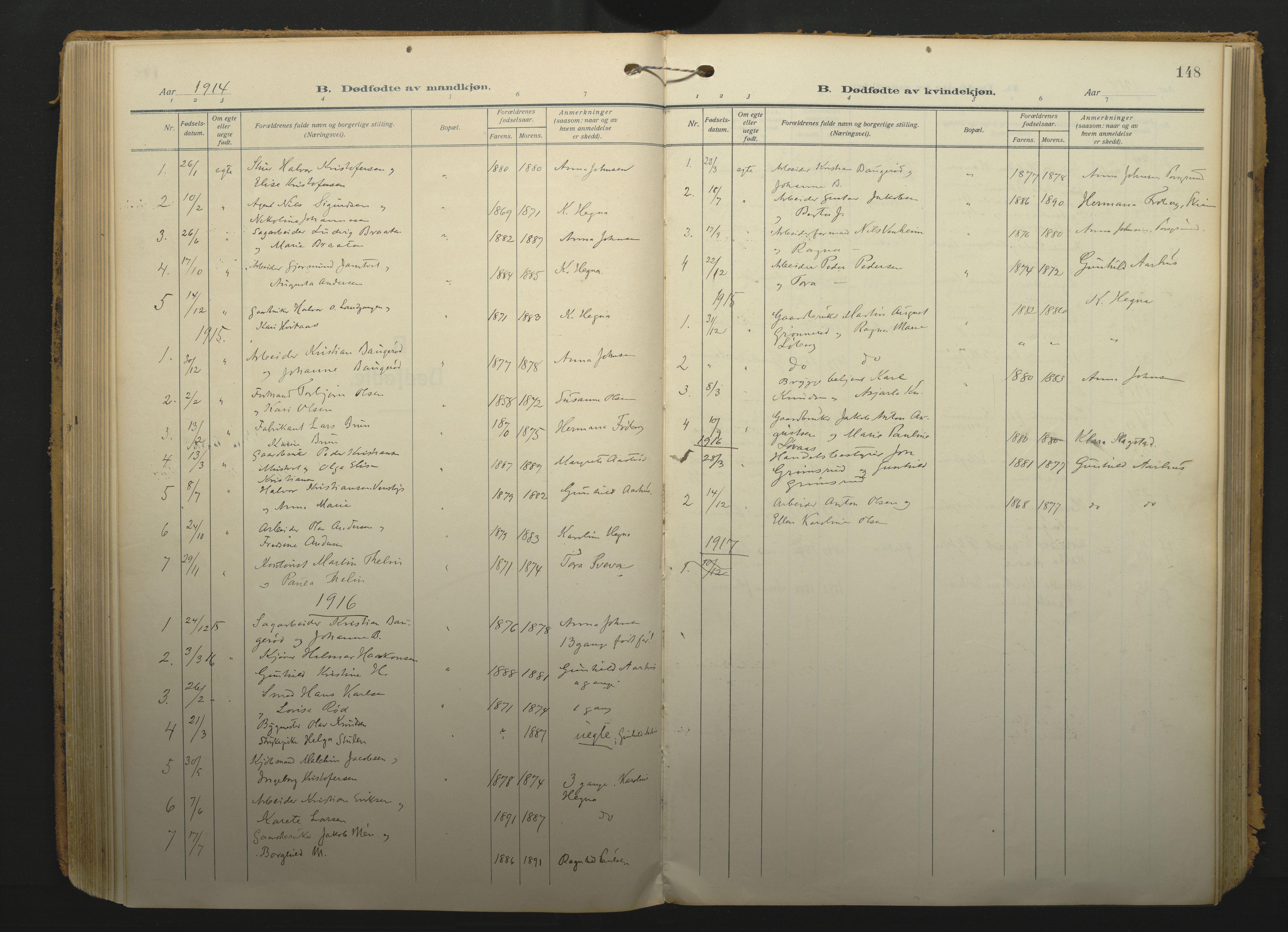 Gjerpen kirkebøker, SAKO/A-265/F/Fa/L0013: Ministerialbok nr. I 13, 1914-1924, s. 148