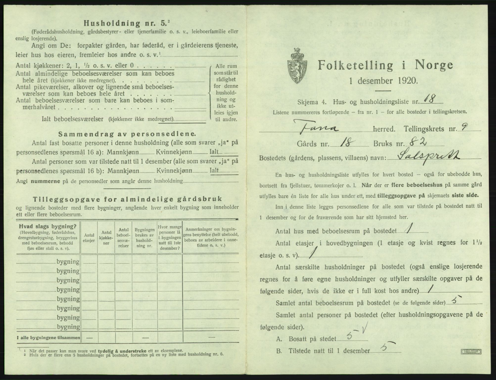 SAB, Folketelling 1920 for 1249 Fana herred, 1920, s. 1646