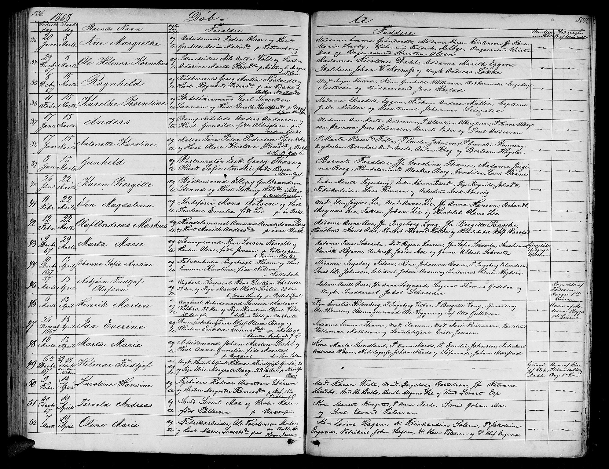Ministerialprotokoller, klokkerbøker og fødselsregistre - Sør-Trøndelag, SAT/A-1456/604/L0219: Klokkerbok nr. 604C02, 1851-1869, s. 536-537