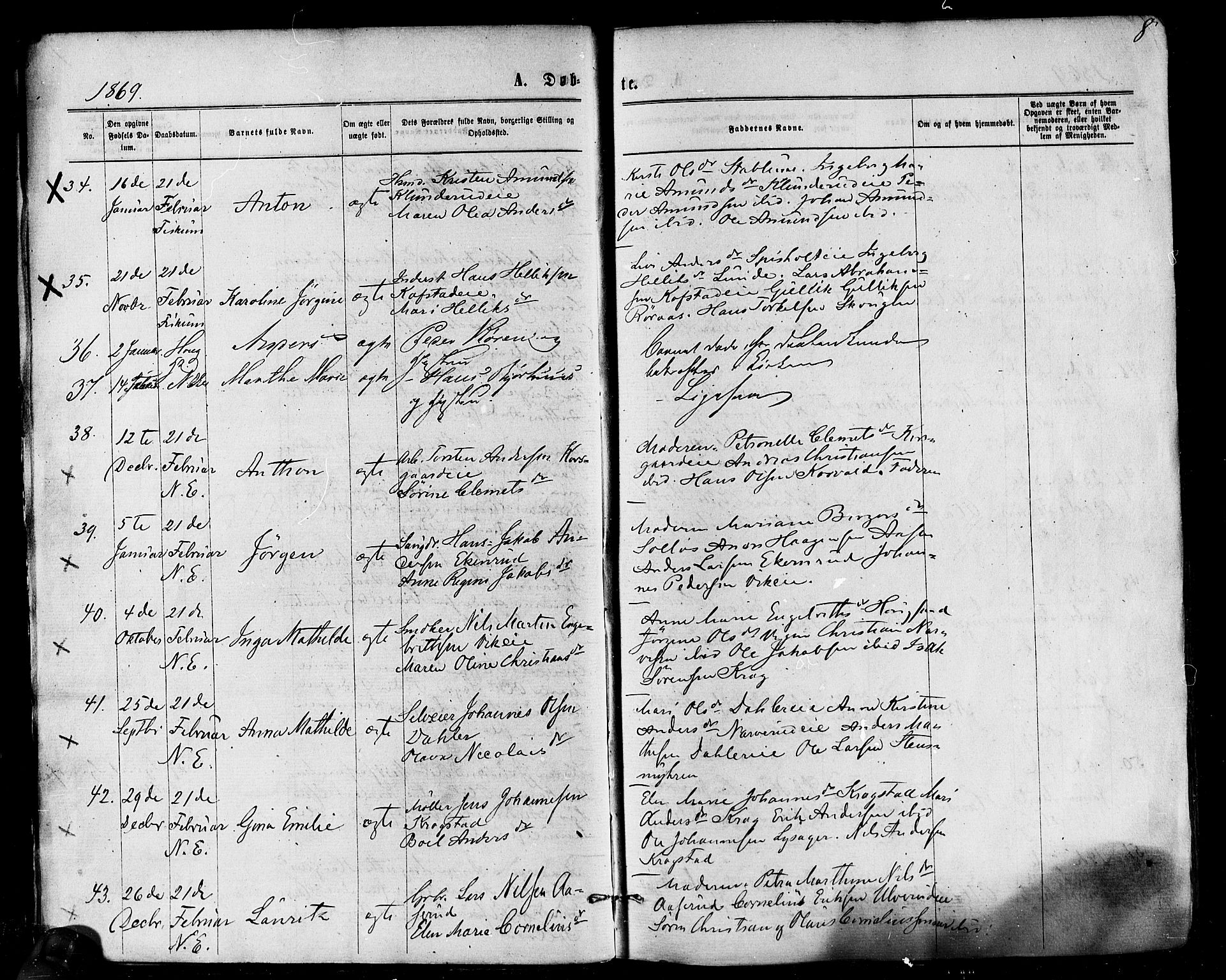 Eiker kirkebøker, AV/SAKO-A-4/F/Fa/L0017: Ministerialbok nr. I 17, 1869-1877, s. 8